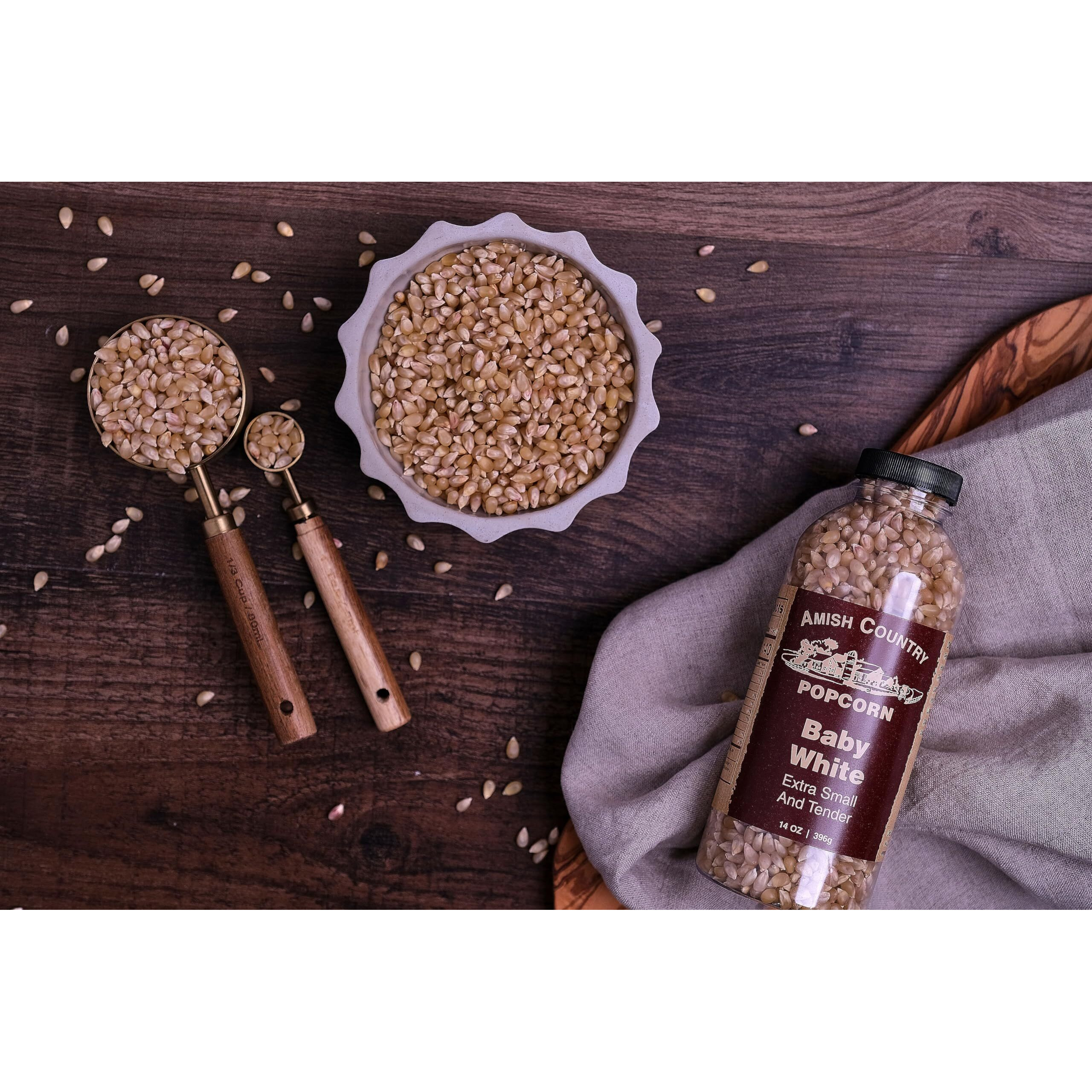 Amish Country Popcorn | 14 Oz Bottle | Baby White Popcorn Kernels | Old Fashioned, Non-Gmo And Gluten Free (14 Oz Bottle)