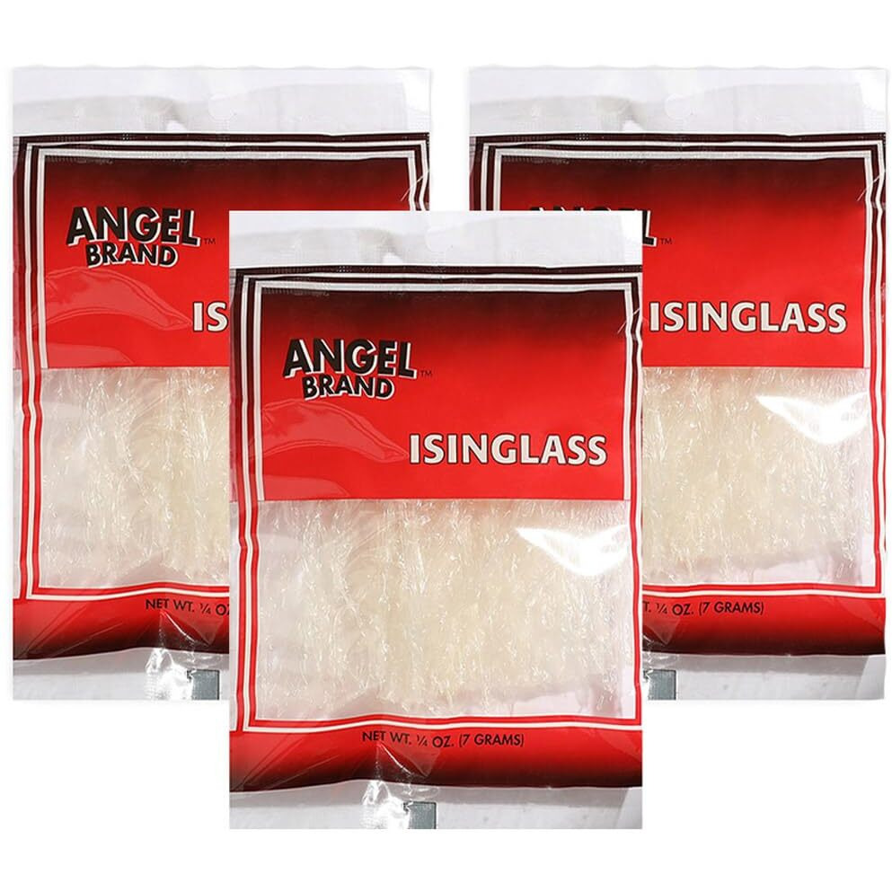 Angel Brand Isinglass 0.25 Oz Pouch Pack Of 3 - Sourced From Red Sea Algae - Agar Agar Primarily Used As A Thickening Agent In Soups, Jellies, Custards, And Ice Creams