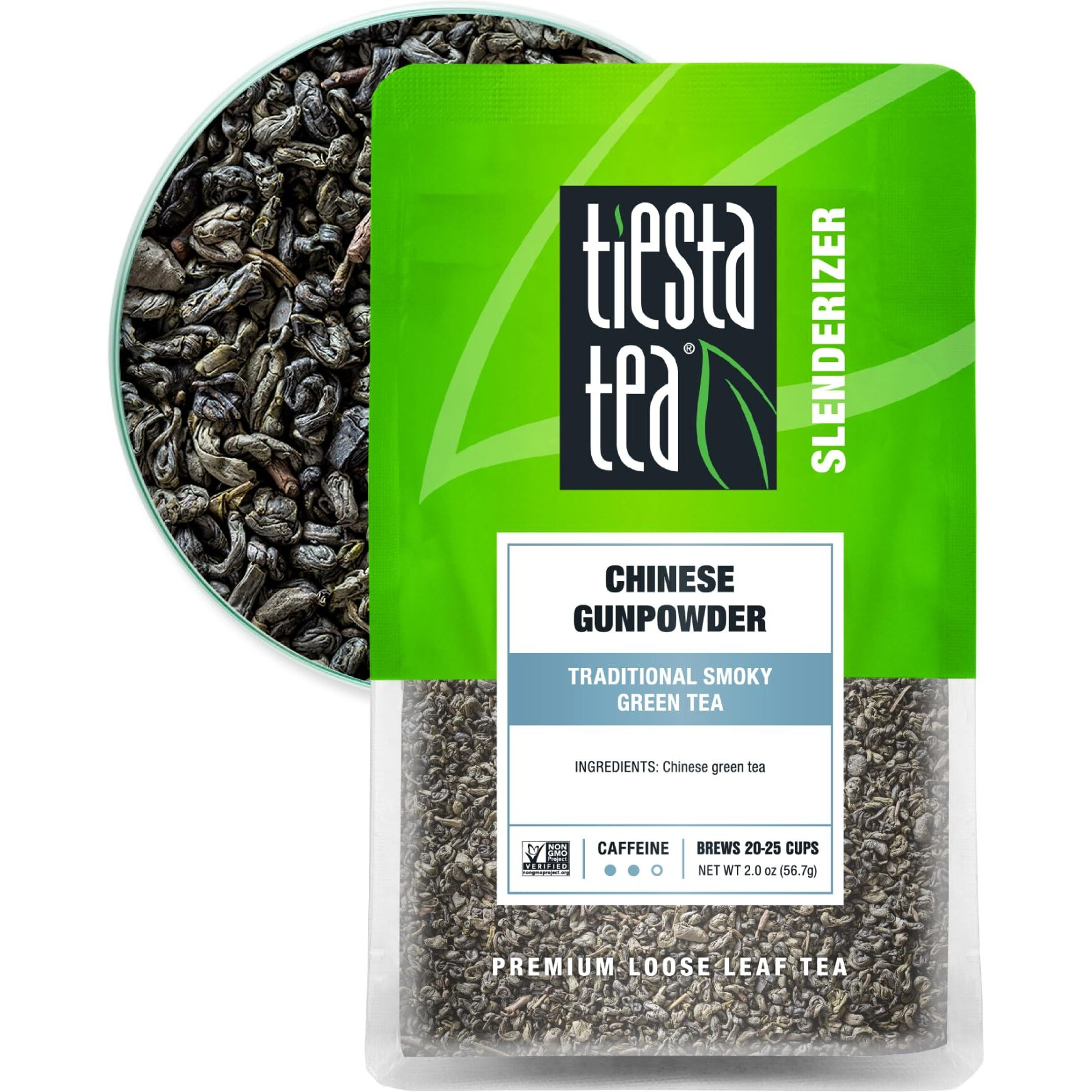 Tiesta Tea - Chinese Gunpowder | Traditional Smoky Green Tea | Premuim Aromatic Loose Leaf Tea Blend | Medium Caffeinated Green Tea | Make Hot Or Iced Tea & Up To 25 Cups - 2 Ounce Resealable Pouch