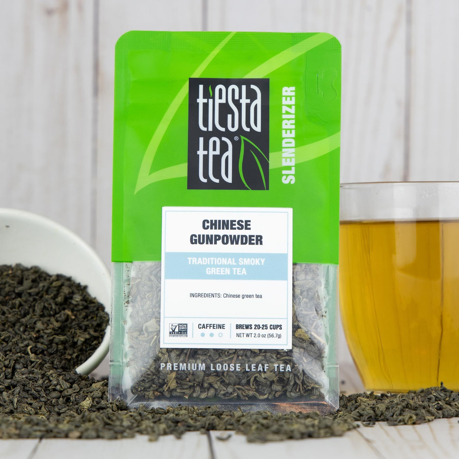 Tiesta Tea - Chinese Gunpowder | Traditional Smoky Green Tea | Premuim Aromatic Loose Leaf Tea Blend | Medium Caffeinated Green Tea | Make Hot Or Iced Tea & Up To 25 Cups - 2 Ounce Resealable Pouch
