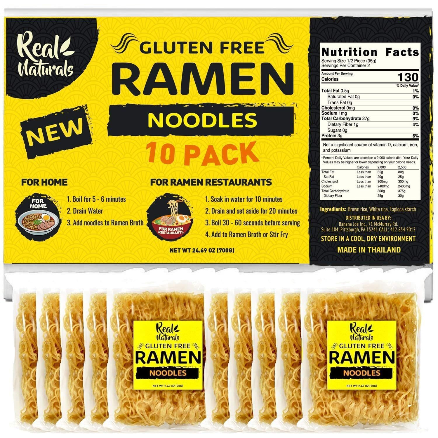 Gluten Free Ramen Noodles Low Sodium Ramen (10 Pieces) Plain Ramen Noodles. Restaurant Grade. Japanese Healthy Ramen Noodles From Brown Rice