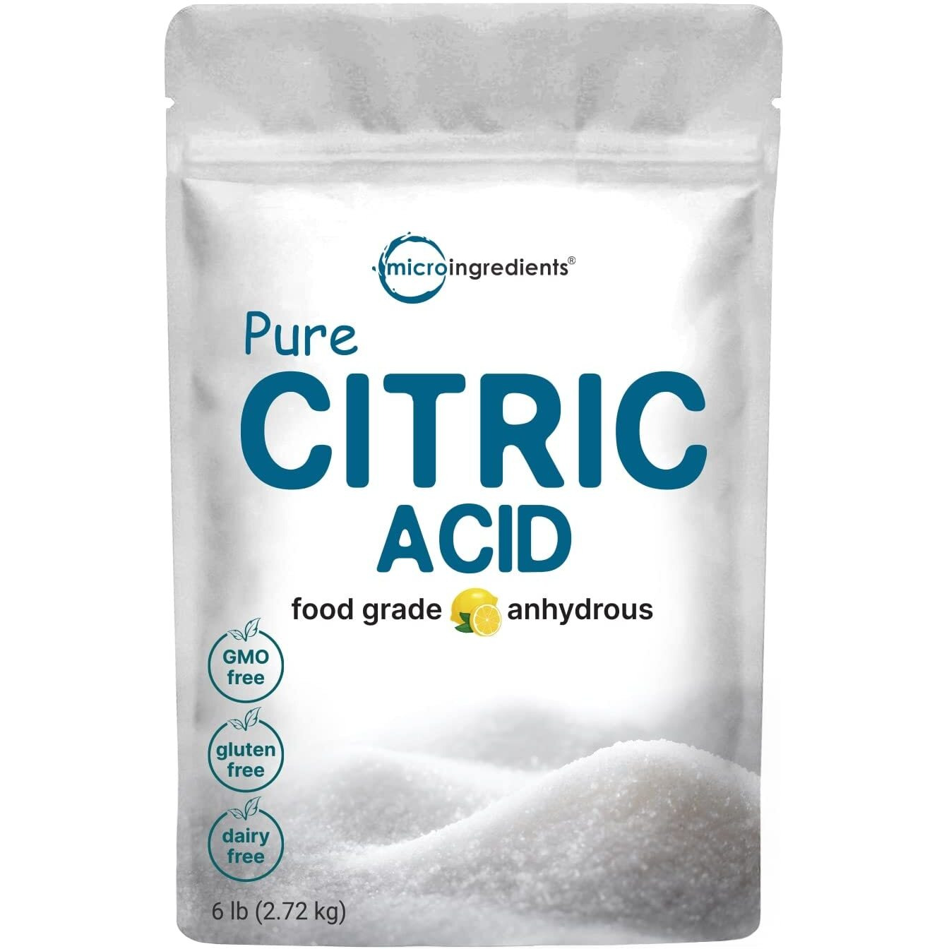 Citric Acid 6 Pounds, Food Grade, Fine Granular Powder | 100% Pure, Concentrated Anhydrous Form | Natural Preservative + Great For Cooking, Cleaning, & Diy Bath Bombs | Non-Gmo