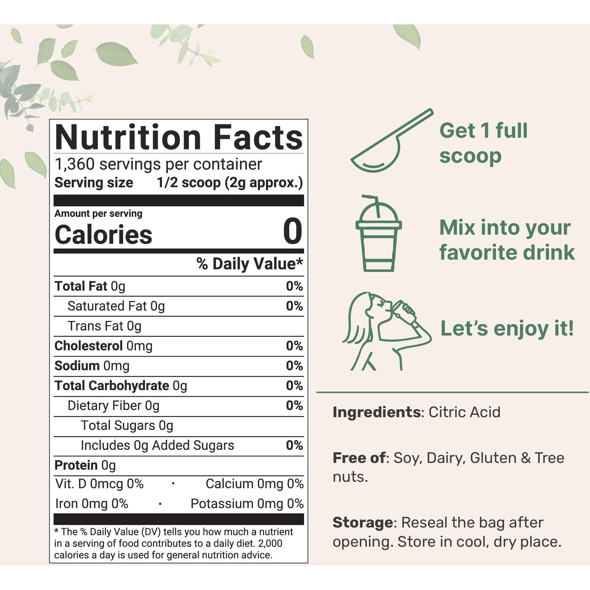 Citric Acid 6 Pounds, Food Grade, Fine Granular Powder | 100% Pure, Concentrated Anhydrous Form | Natural Preservative + Great For Cooking, Cleaning, & Diy Bath Bombs | Non-Gmo