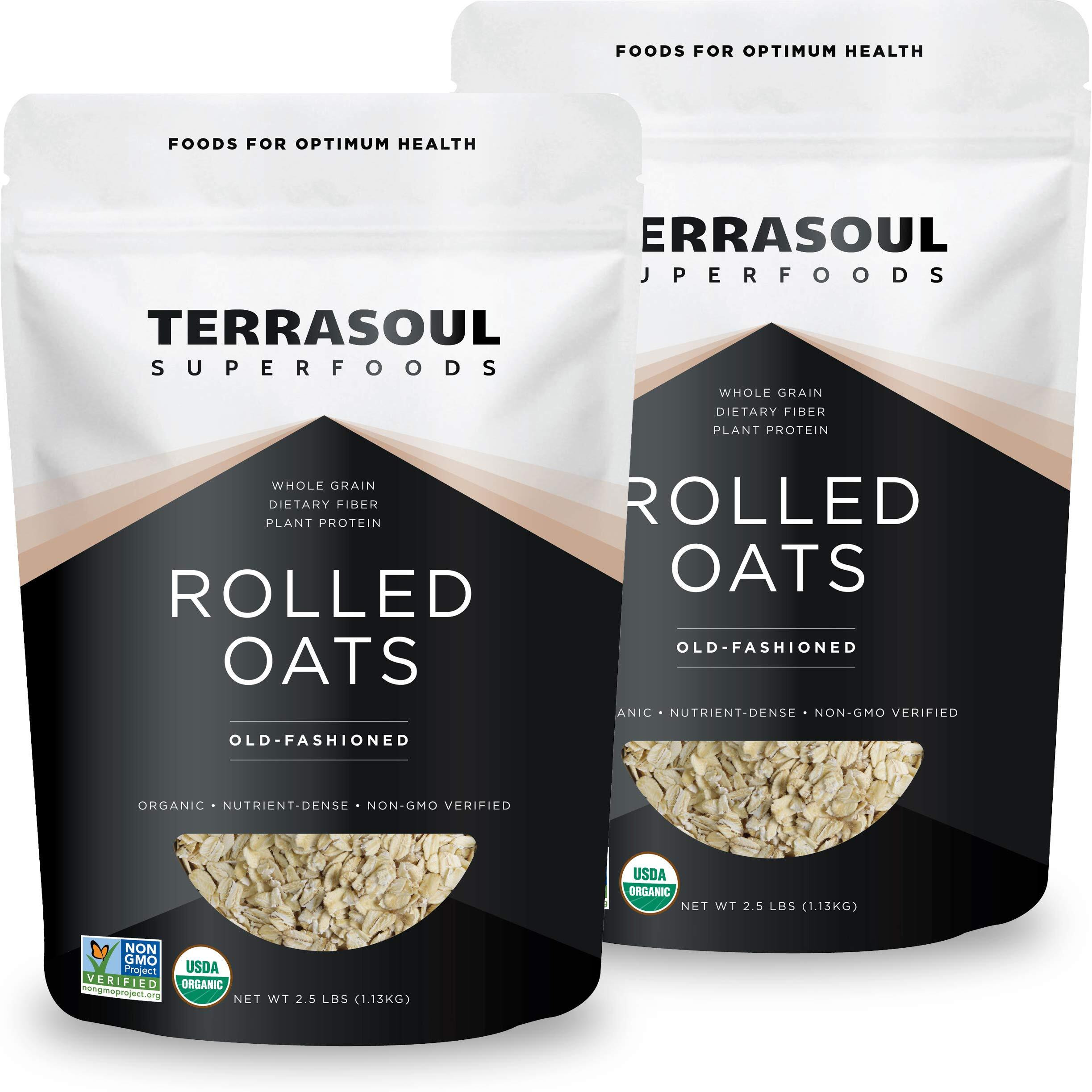 Terrasoul Superfoods Organic Rolled Oats, 5 Lbs - Gluten-Free | Old-Fashioned | Whole Grain