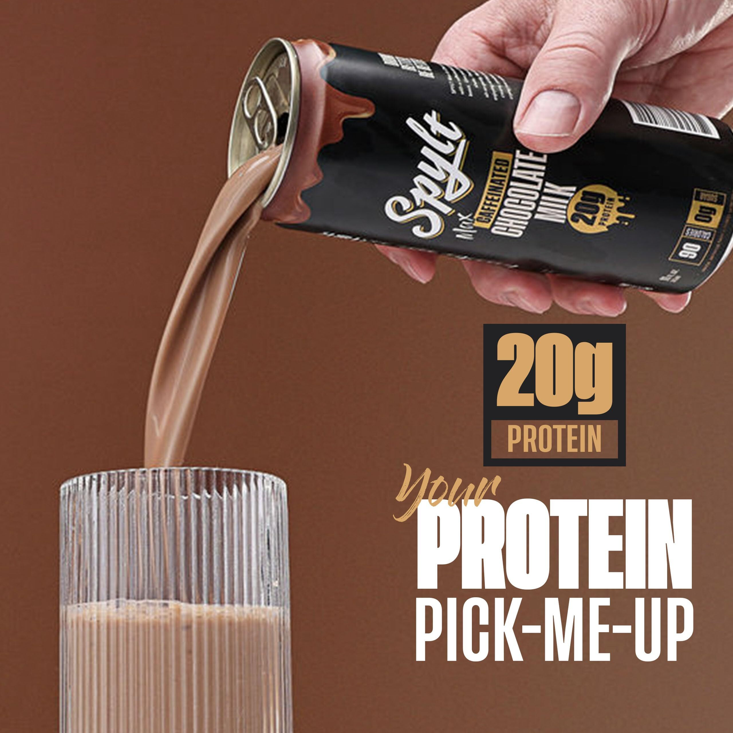 Spylt High Protein Max Chocolate Milk With 140Mg Caffeine & 20G Protein - Ready To Drink, Sugar Free, Lactose Free Milk, Perfect For Workout Recovery & Afternoon Pick Me Up Protein Shake - 12 Count