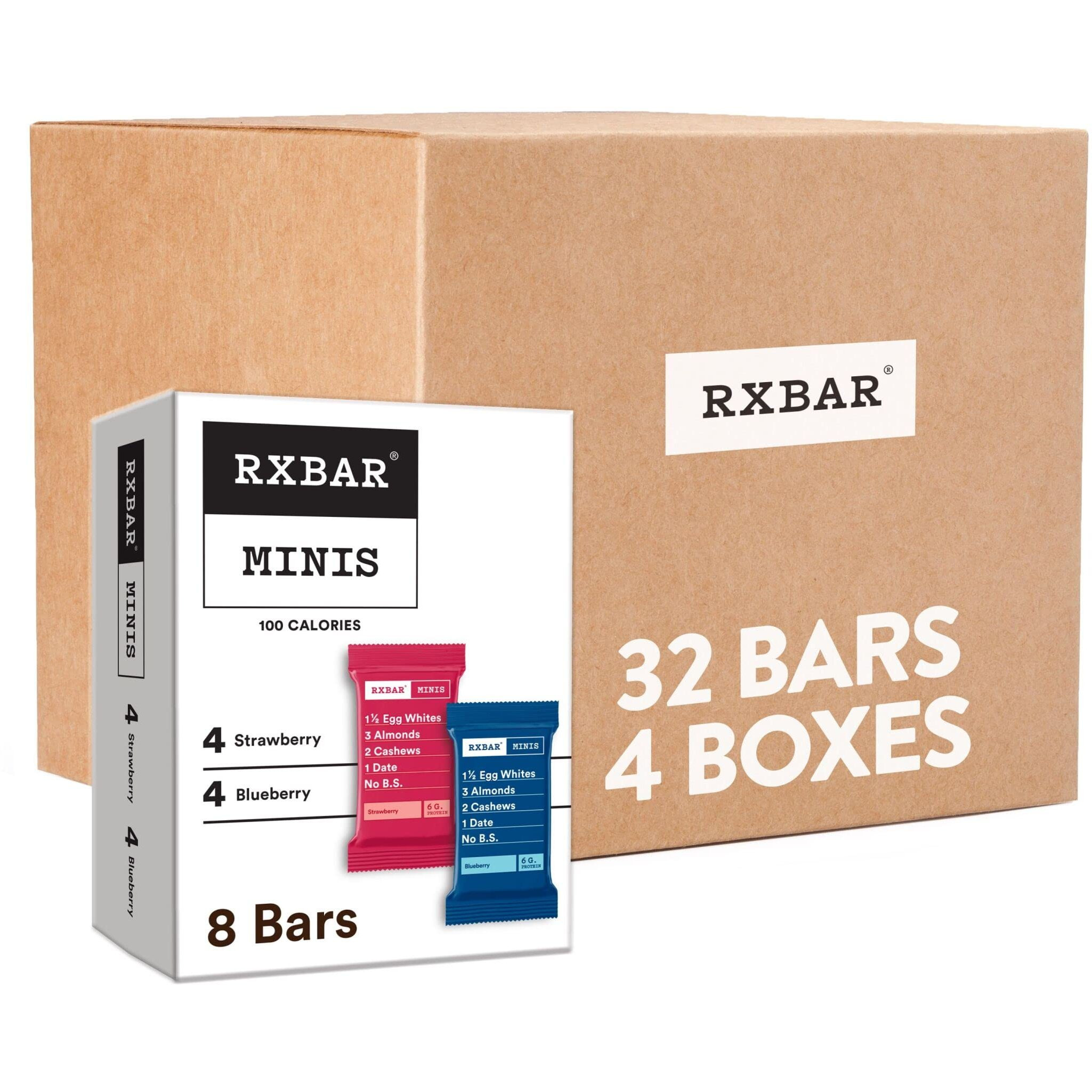 Rxbar Minis Protein Bars, 6G Protein, Gluten Free Snacks, Variety Pack (4 Boxes, 32 Bars)