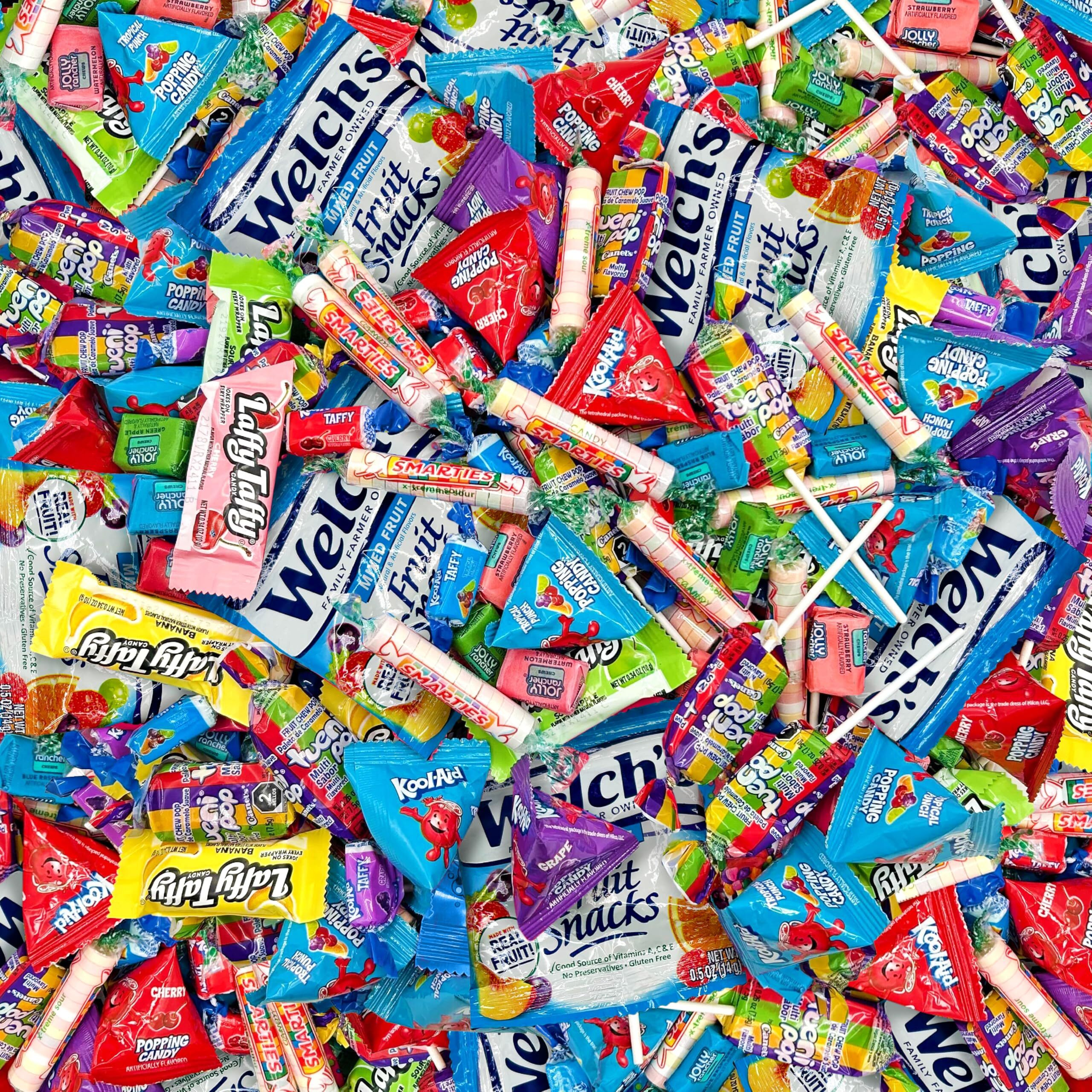 Halloween Party Candy Mix - Pinata Stuffers - Smarties, Kool-Aid, Tueni Pops, Fruit Chews (3 Pound Bag - Approx. 220 Count)