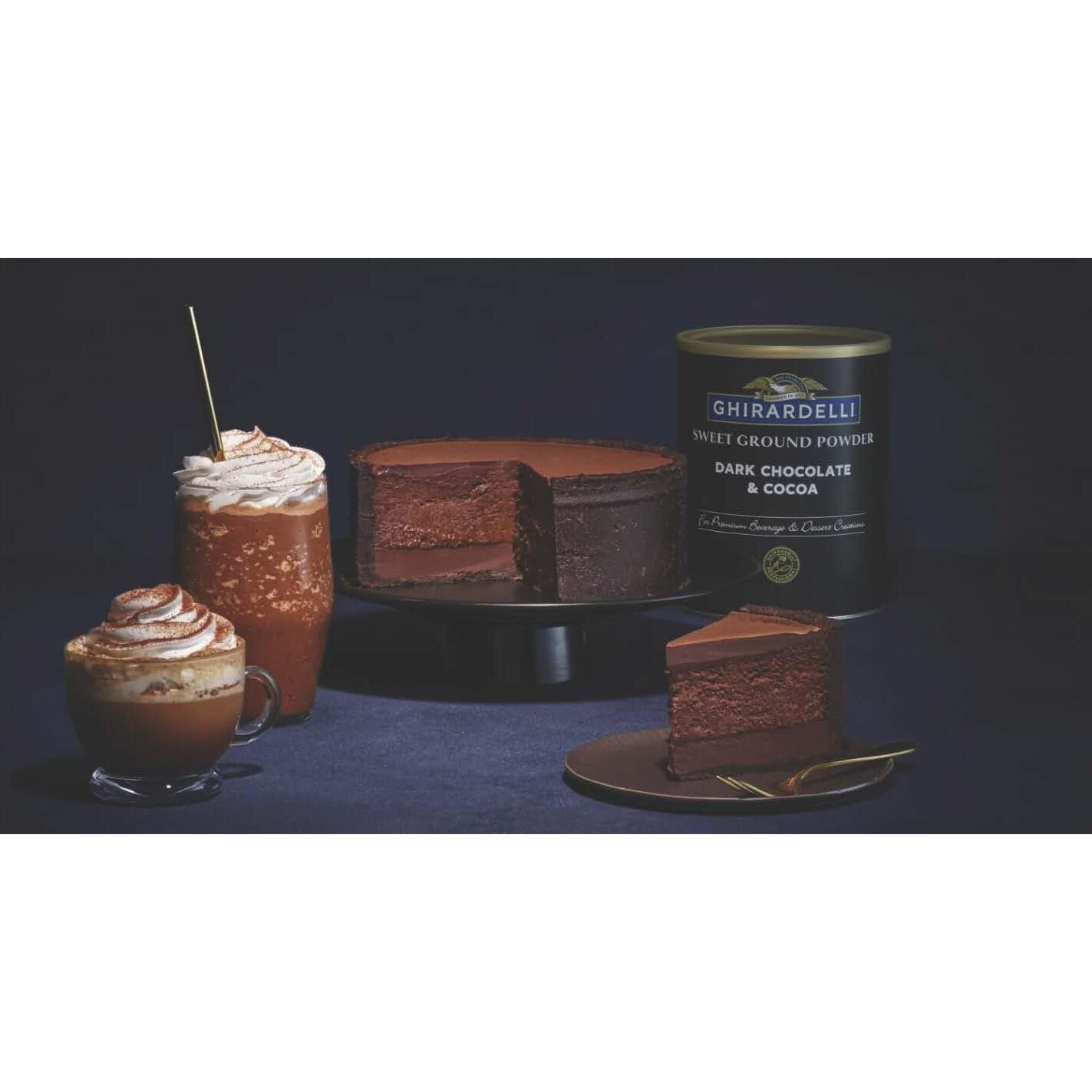 Ghirardelli Dark Chocolate & Cocoa Sweet Ground Powder, 3 Lb Can