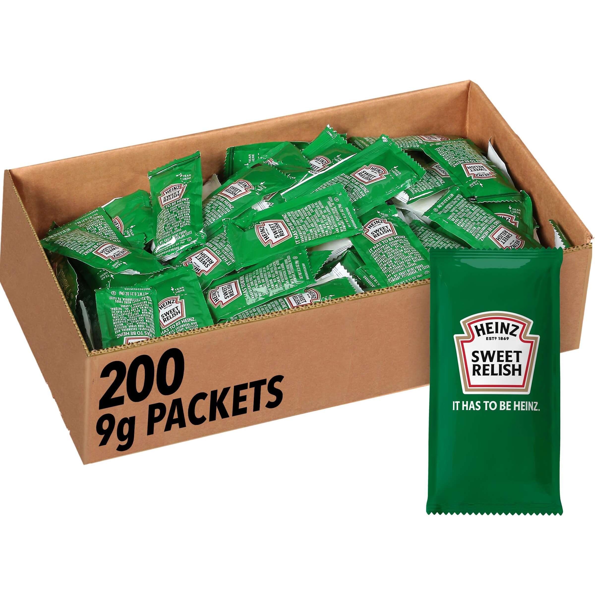 Heinz Sweet Relish Single Serve Packet (0.31 Oz [9G] Pouches, Pack Of 200)