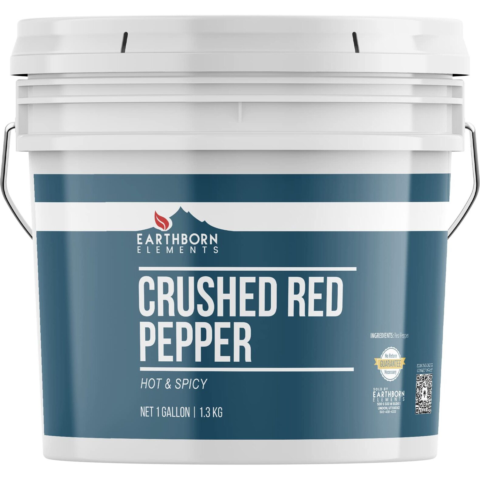 Earthborn Elements Crushed Red Pepper Flakes 1 Gallon Bucket, Pizza Topping, Hot & Spicy Flavor
