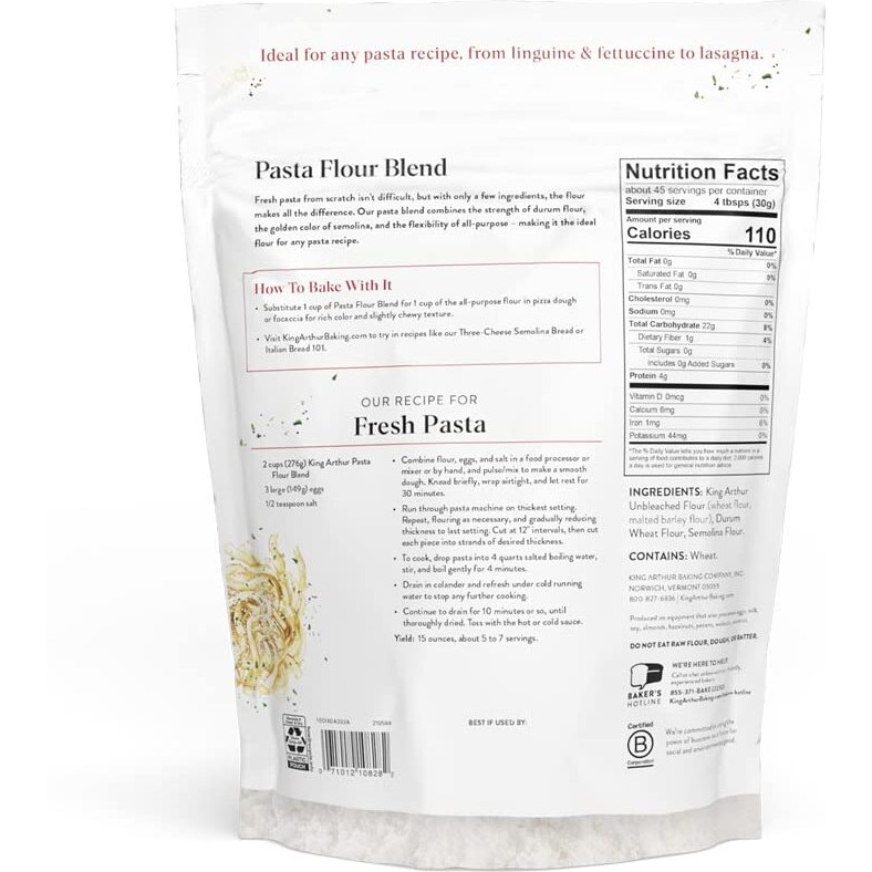 King Arthur Pasta Flour Blend, Finely Ground, 3 Lb,White