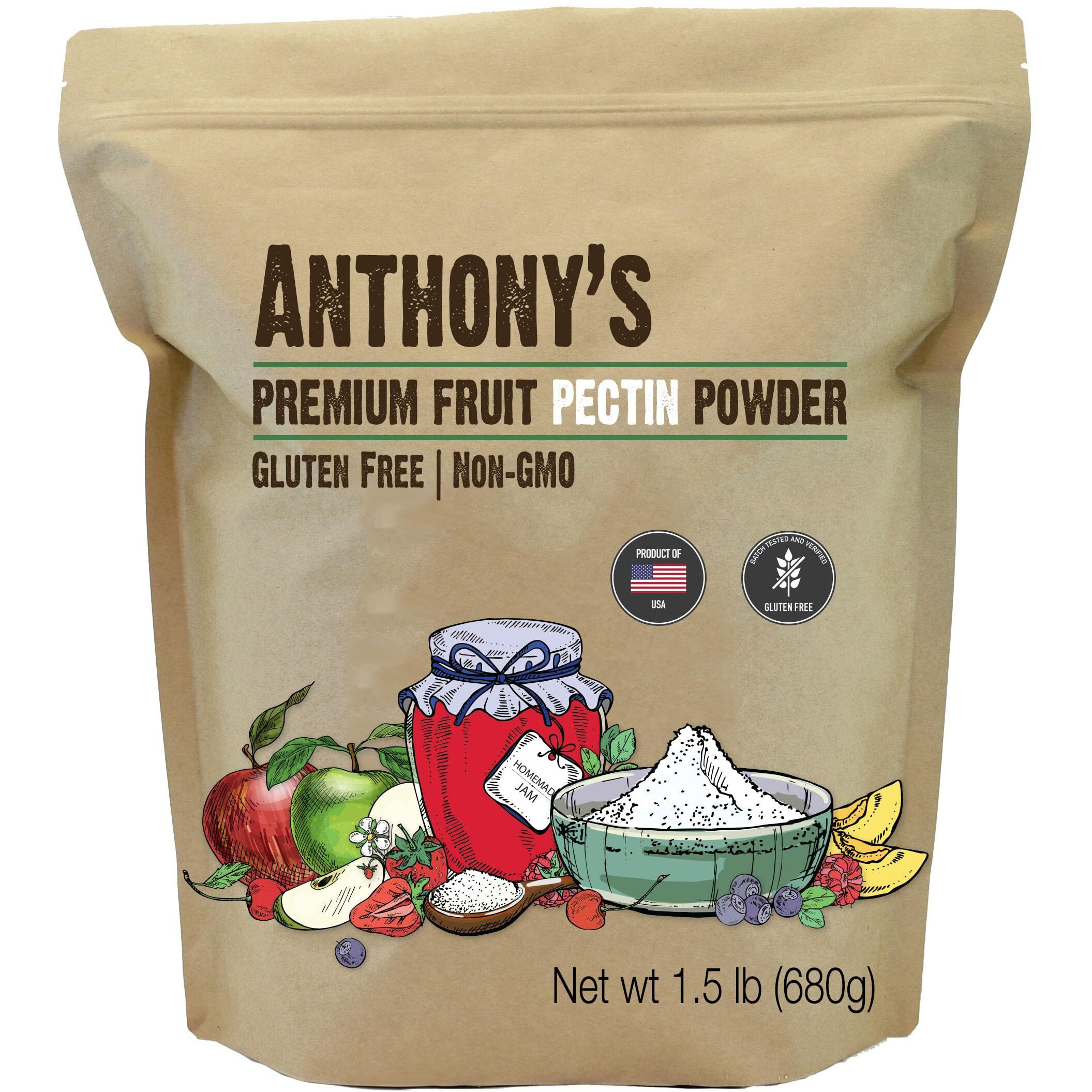 Anthony's Premium Fruit Pectin, 1.5 Lb, Gluten Free, Non Gmo, Vegan