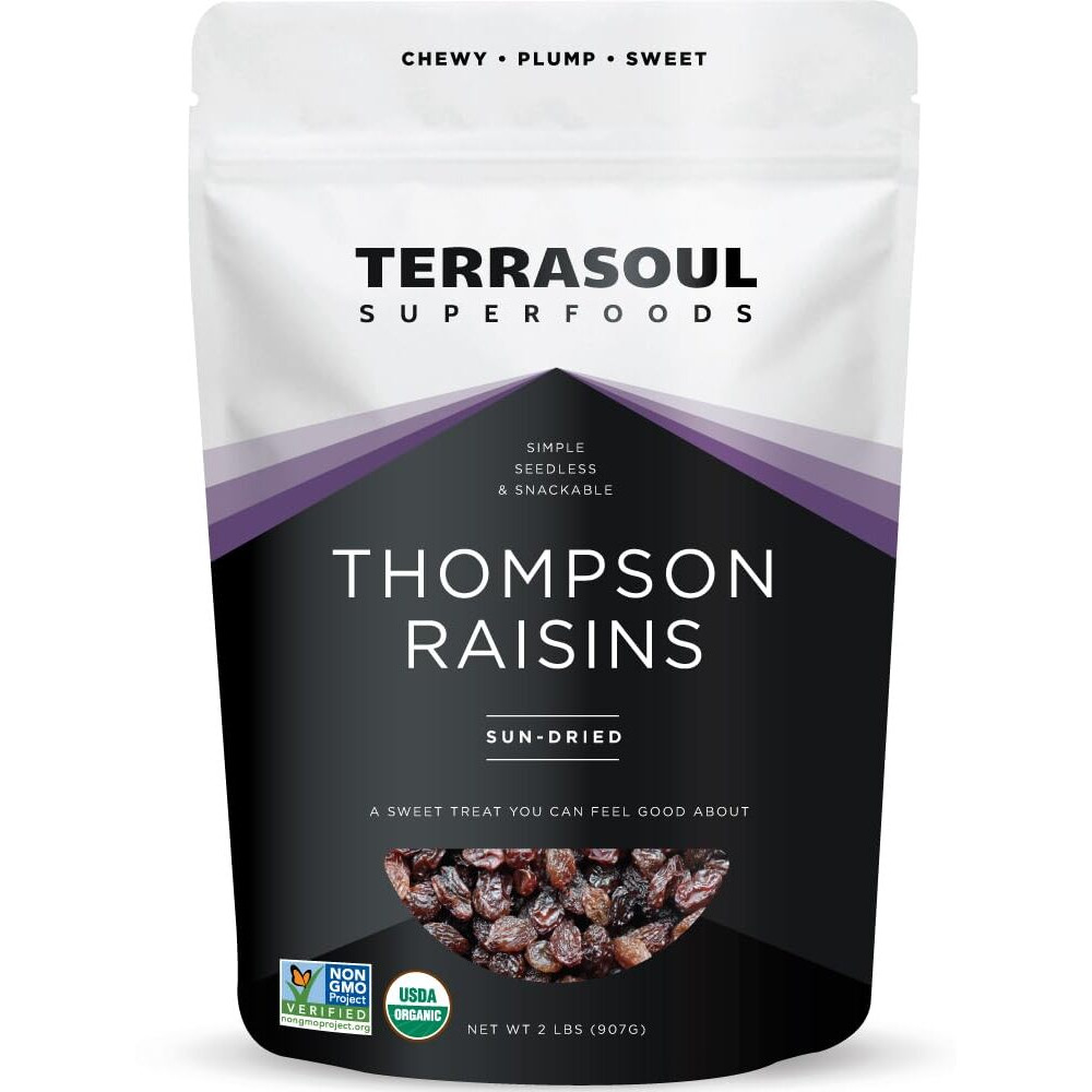 Terrasoul Superfoods Organic Raisins, 2 Lbs - Seedless | No-Sugar Added | No Preservatives