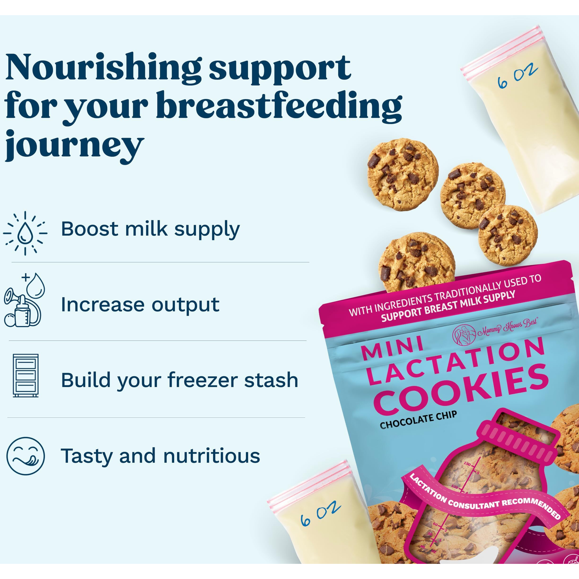 Lactation Cookies Breastfeeding Supplement - Chocolate Chip - Support Mothers Breast Milk Supply Increase - With Brewers Yeast Powder, Oat Flour, And Flax For Lactation - Fenugreek Free - 1.25 Lbs