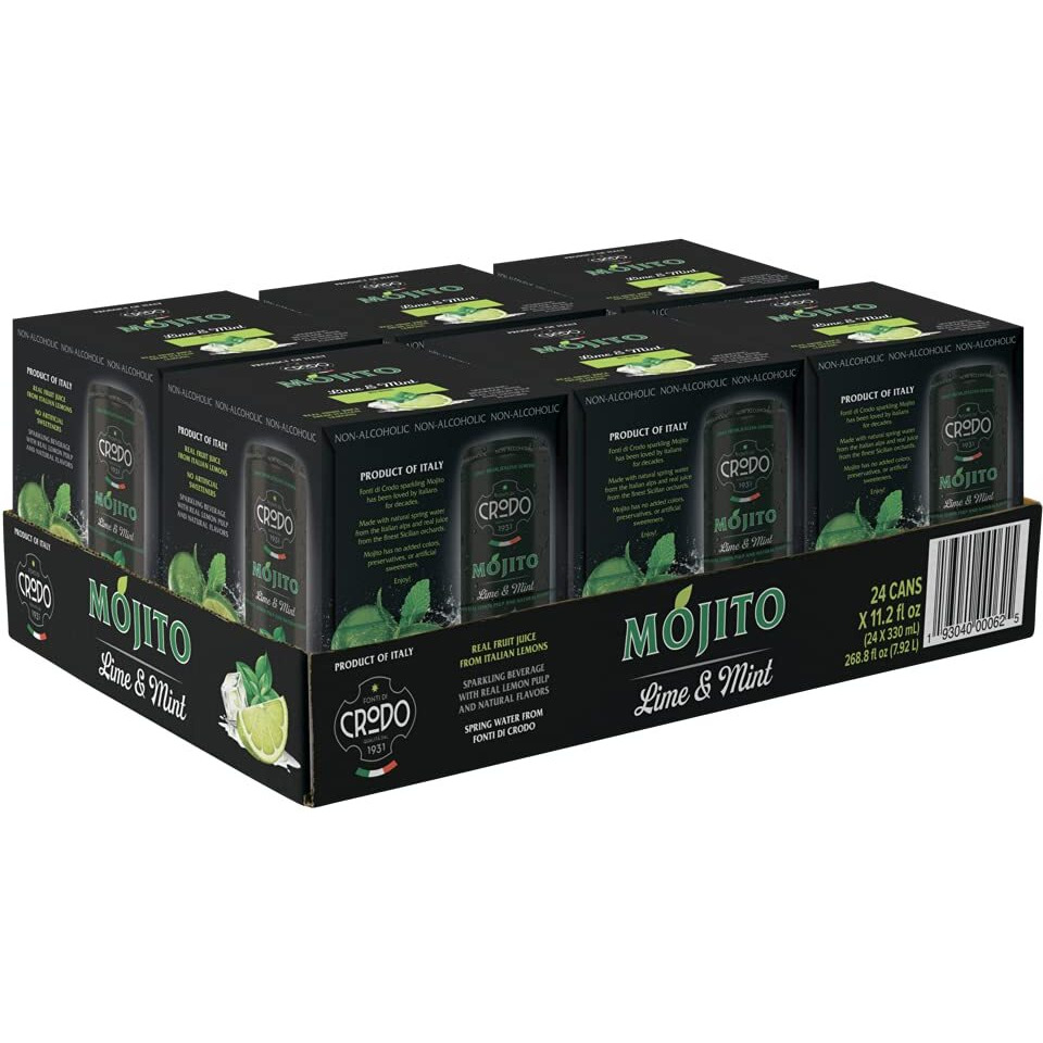 Fonti Di Crodo Mojito, Italian Sparkling Beverage With Lime & Mint, 11.2 Oz. Cans (Pack Of 24)