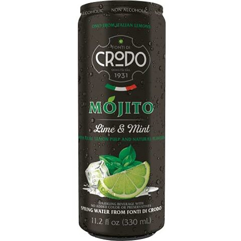 Fonti Di Crodo Mojito, Italian Sparkling Beverage With Lime & Mint, 11.2 Oz. Cans (Pack Of 24)