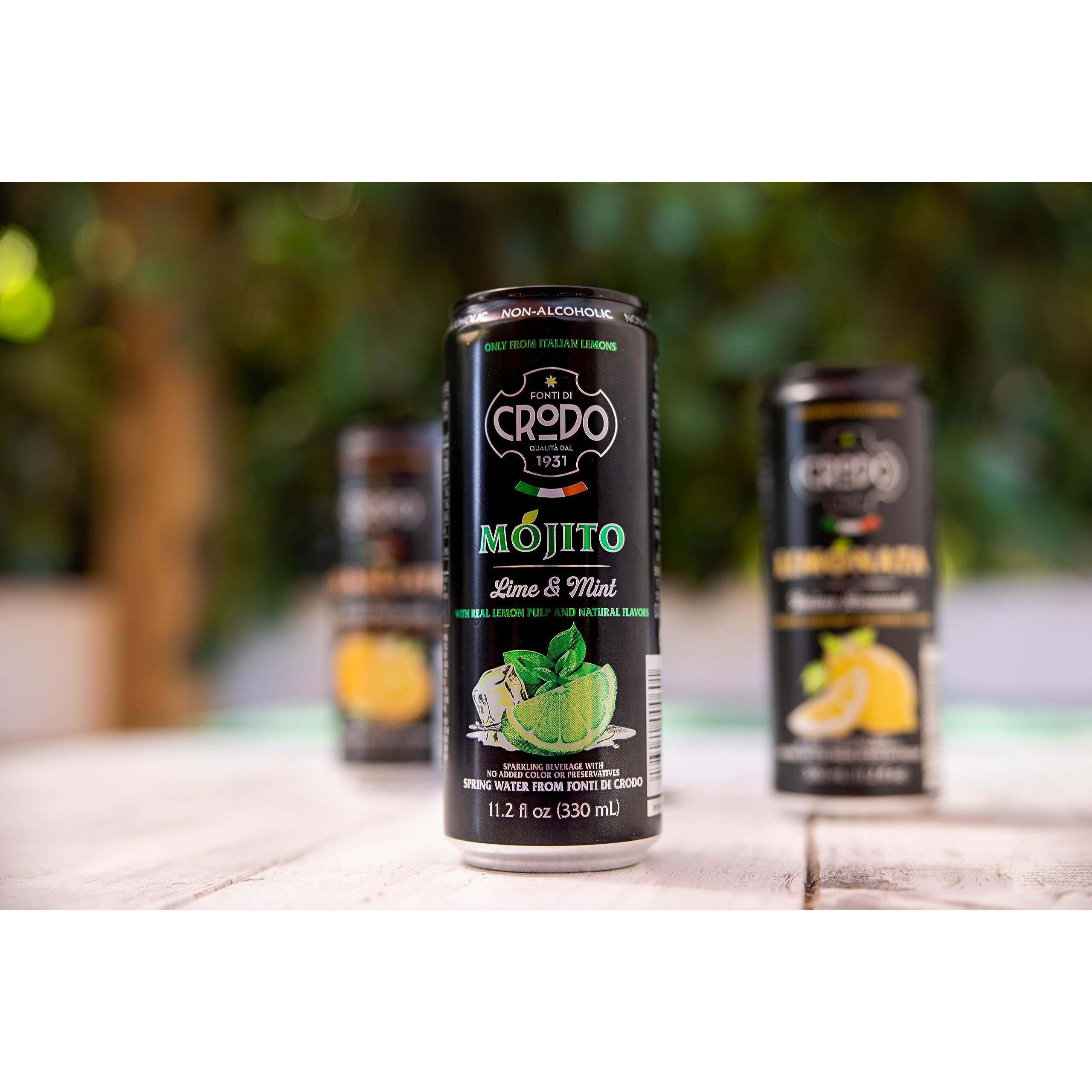 Fonti Di Crodo Mojito, Italian Sparkling Beverage With Lime & Mint, 11.2 Oz. Cans (Pack Of 24)