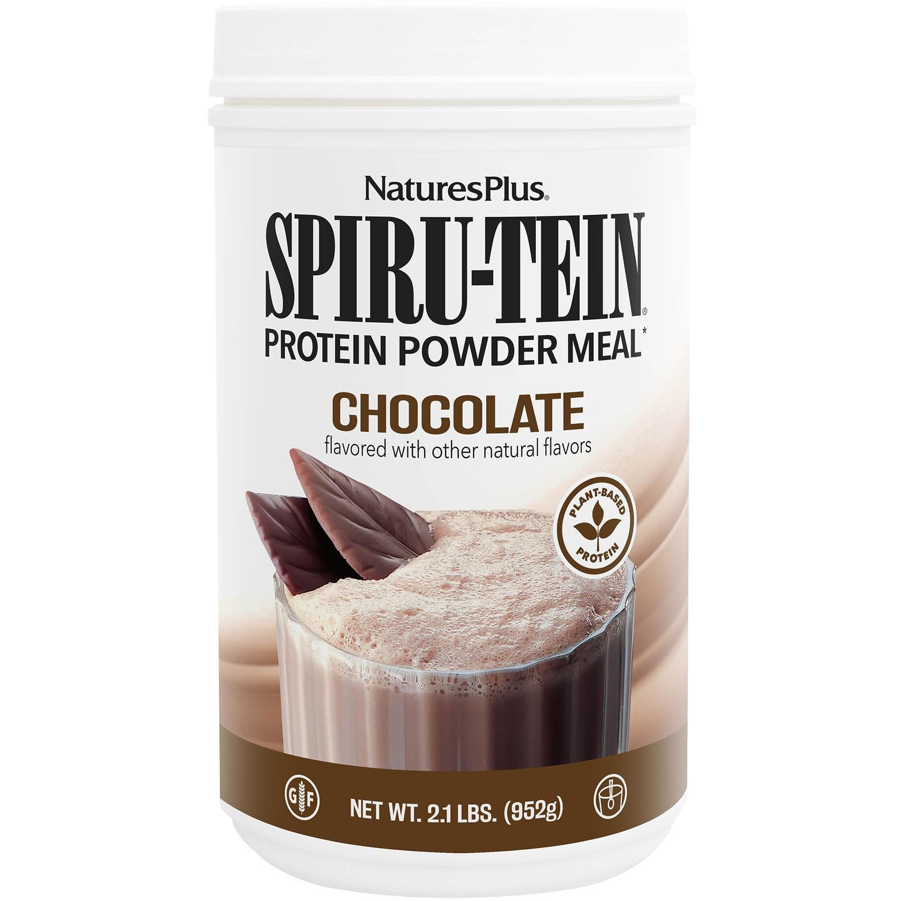 Natures Plus Spiru-Tein Shake - Chocolate - 2.1 Lbs, Spirulina Protein Powder - Plant Based Meal Replacement, Vitamins & Minerals For Energy - Vegetarian, Gluten-Free - 34 Servings