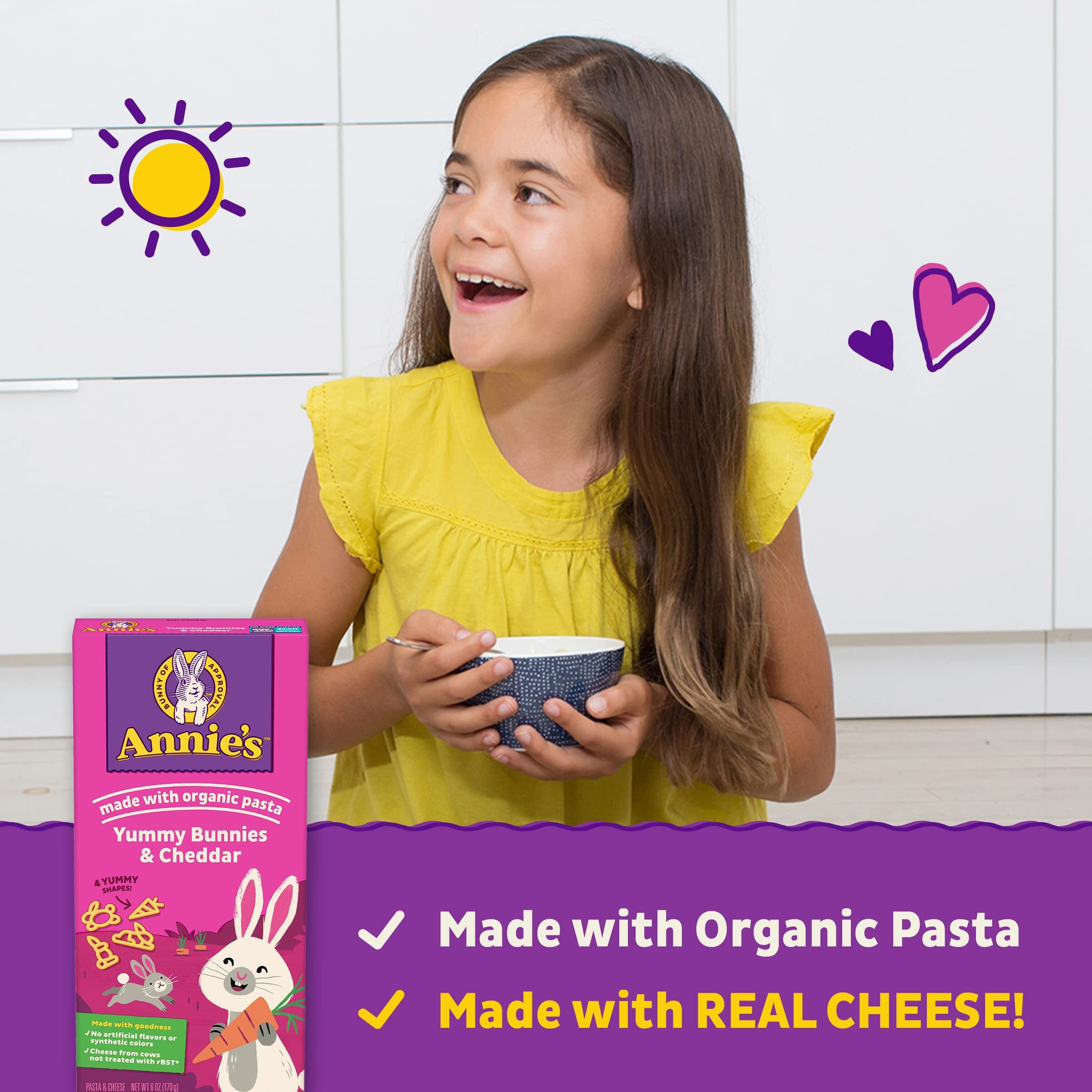 Annie's Macaroni And Cheese Yummy Bunnies, Cheddar, 6 Oz. (Pack Of 12)