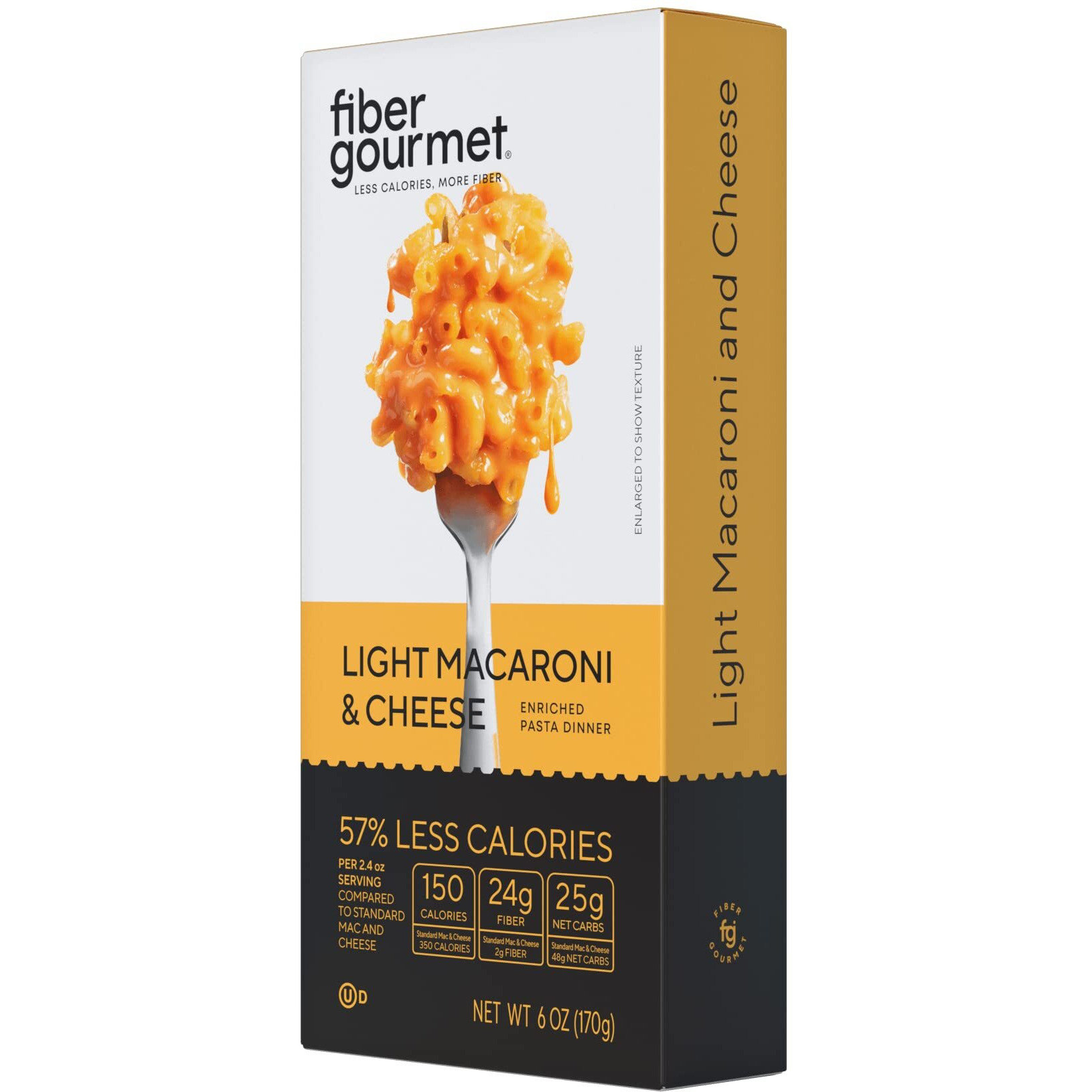 Fiber Gourmet Mac And Cheese - Fiber-Rich, Low-Calorie Instant Pasta - Made In Us, Kosher, And Has Zero Artificial Colors Or Flavors - Pack Of 6 X 6Oz
