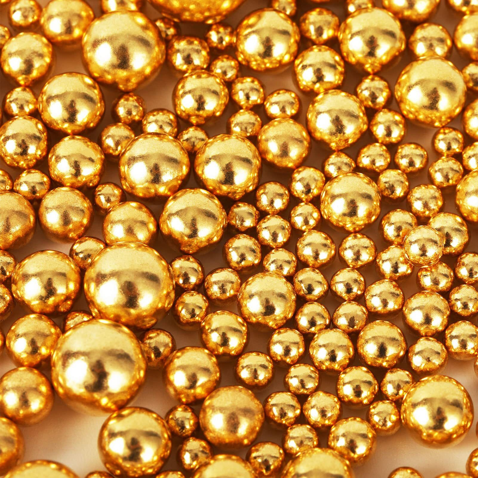 Kasvan Gold Pearl Sugar Sprinkles - Edible Candy Pearls 130G/4.58 Oz, Mix Size Cake Candy, Decorate Cakes, Cookies, Ice Cream (Bright Gold)