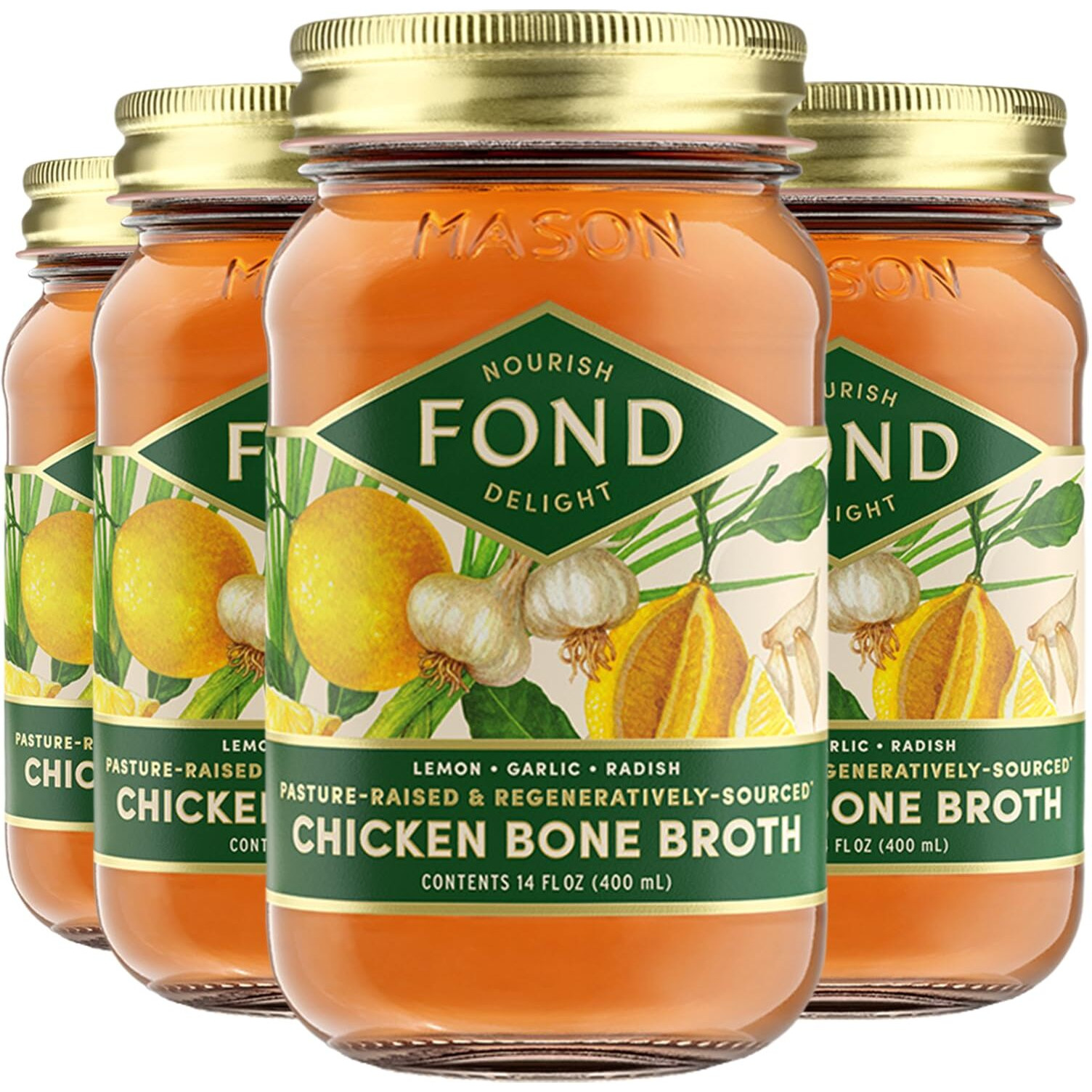 Fond Pasture-Raised Regenerative Chicken Bone Broth Infused With Organic Lemon & Garlic
