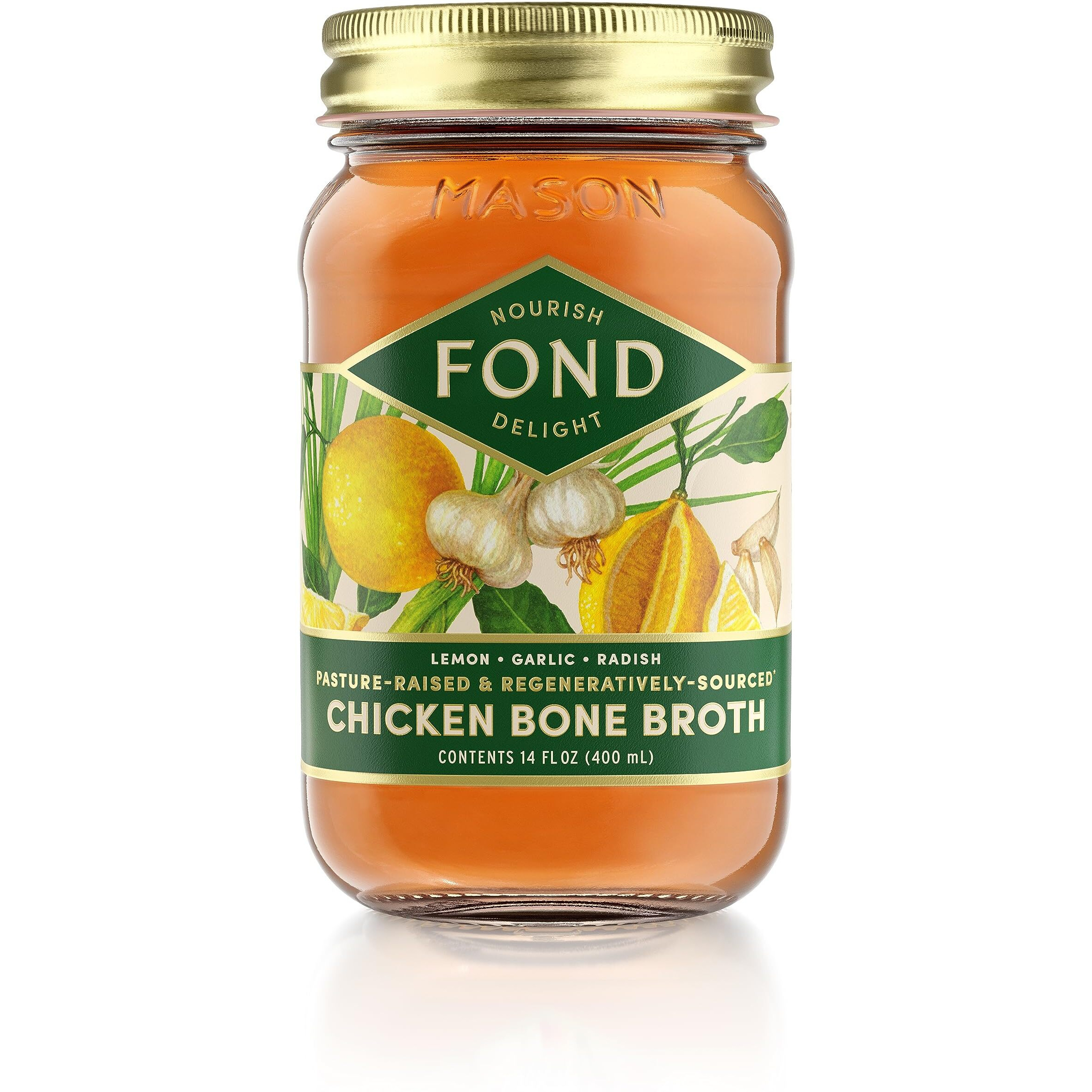 Fond Pasture-Raised Regenerative Chicken Bone Broth Infused With Organic Lemon & Garlic