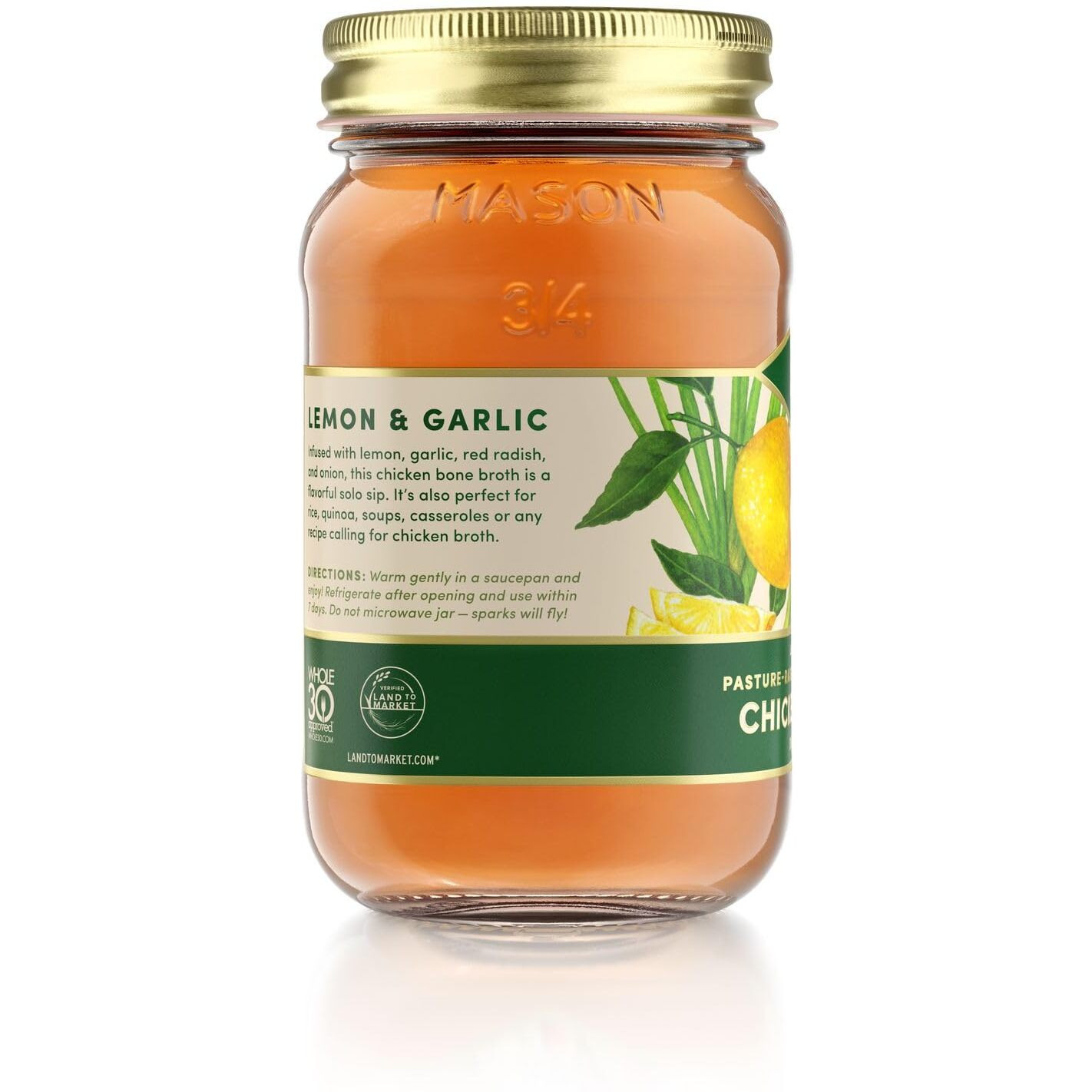 Fond Pasture-Raised Regenerative Chicken Bone Broth Infused With Organic Lemon & Garlic
