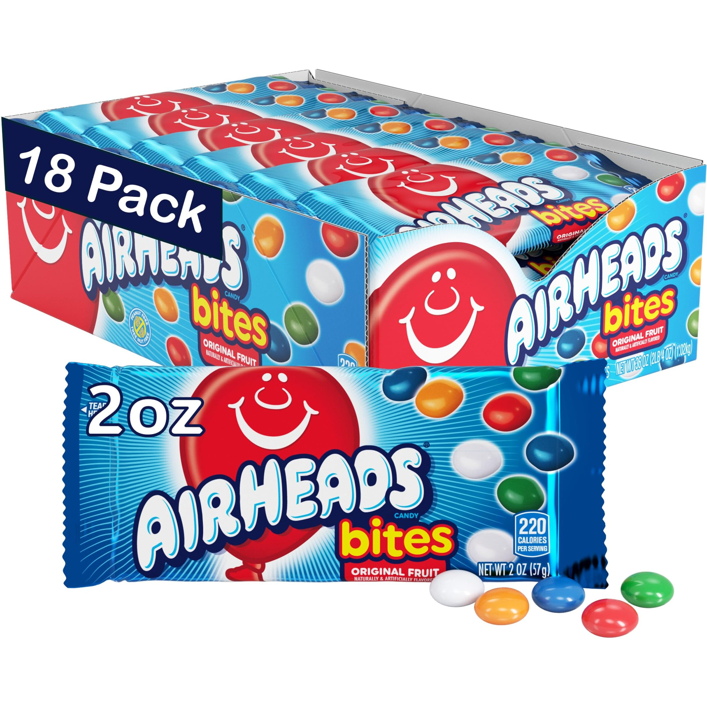 Airheads Candy Bites, Assorted Fruit Flavors, Movie Theater, Party, Concessions, 2Oz Packs (Box Of 18)