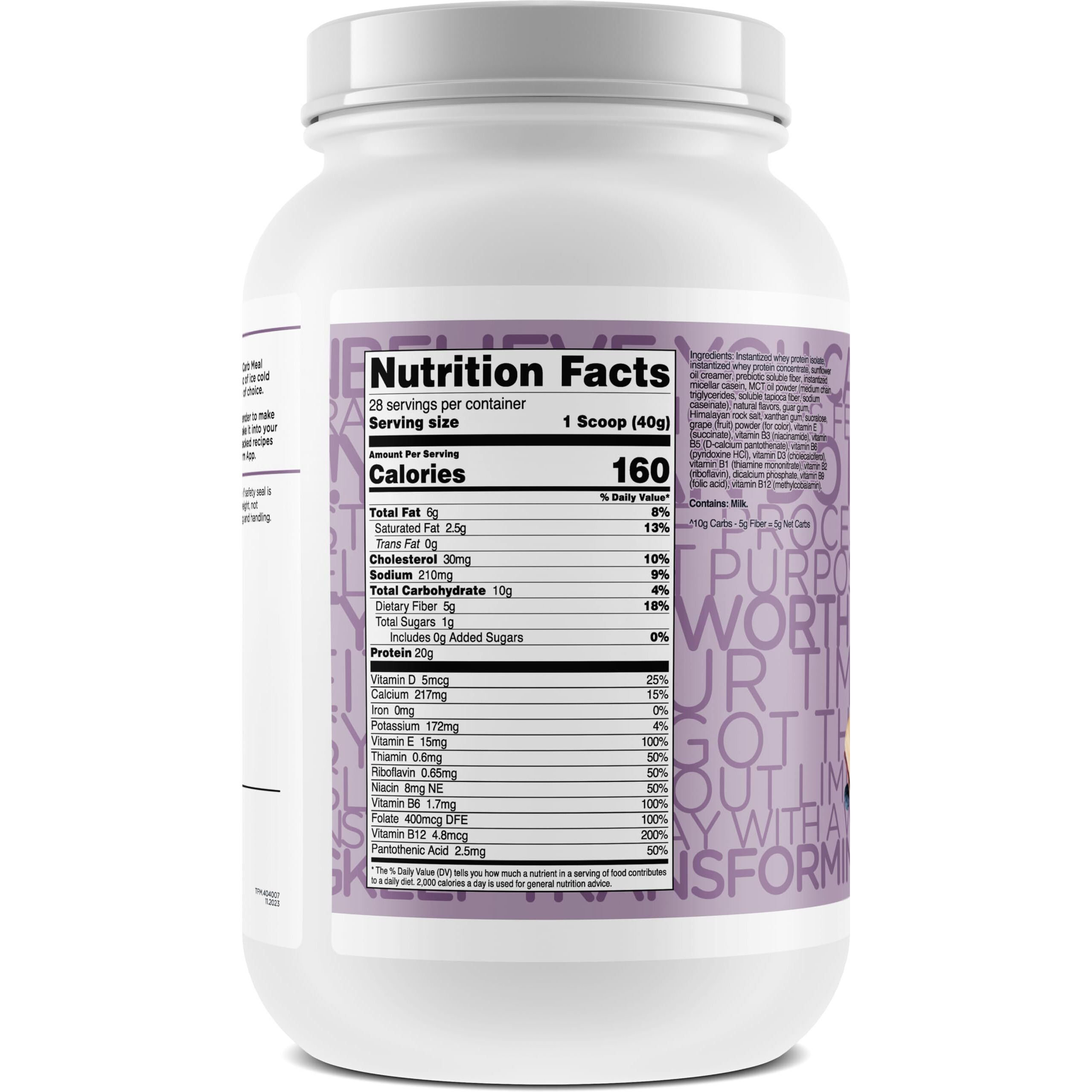 Transformhq Meal Replacement Shake Powder 28 Servings (Blueberry Cheesecake) - Gluten Free, Non-Gmo