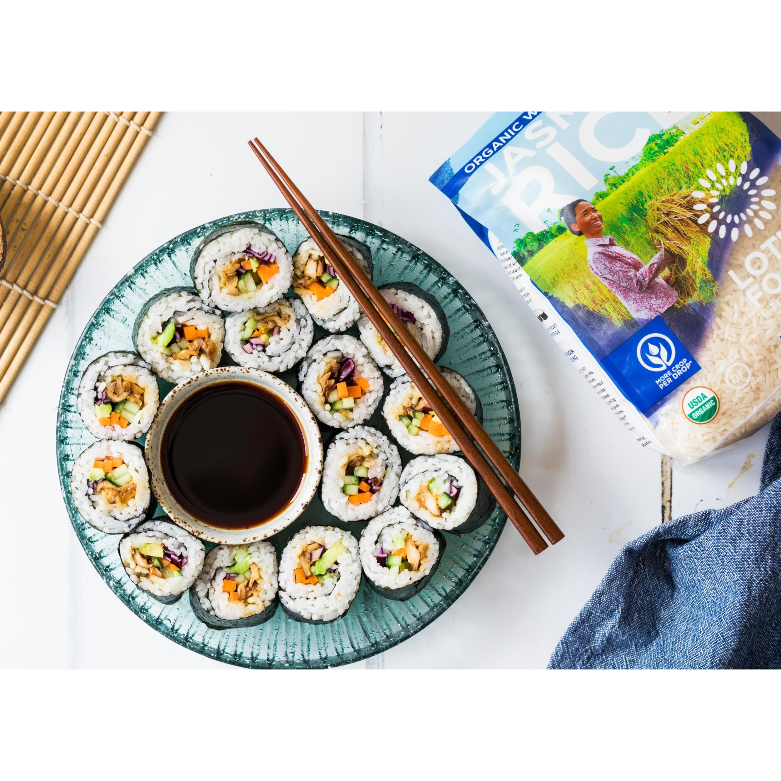 Lotus Foods Organic White Jasmine Rice - Jasmine Rice, Gluten Free White Rice, Organic Rice, Long Grain Asian Sticky Rice, Usda Organic, Vegan, Gluten Free - 30 Oz (Pack Of 6)