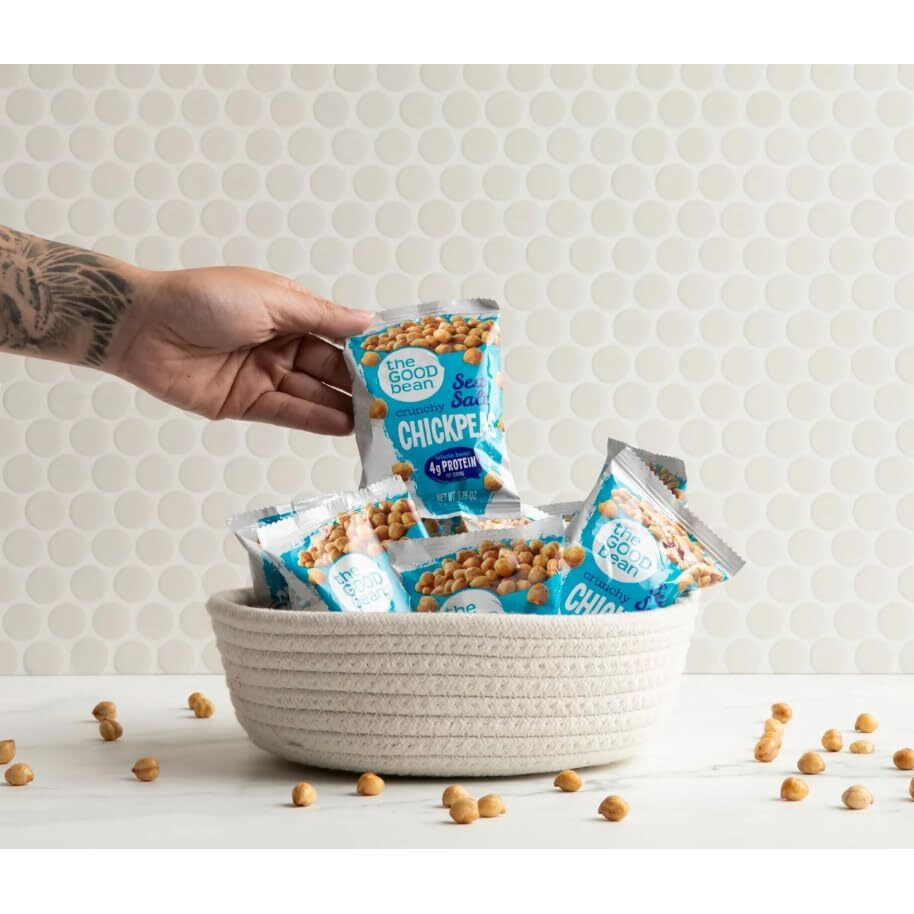 The Good Bean Crunchy Chickpeas - Sea Salt - (50 Pack) 0.75 Oz Bag - Roasted Chickpea Beans - Vegan Snack With Good Source Of Plant Protein And Fiber