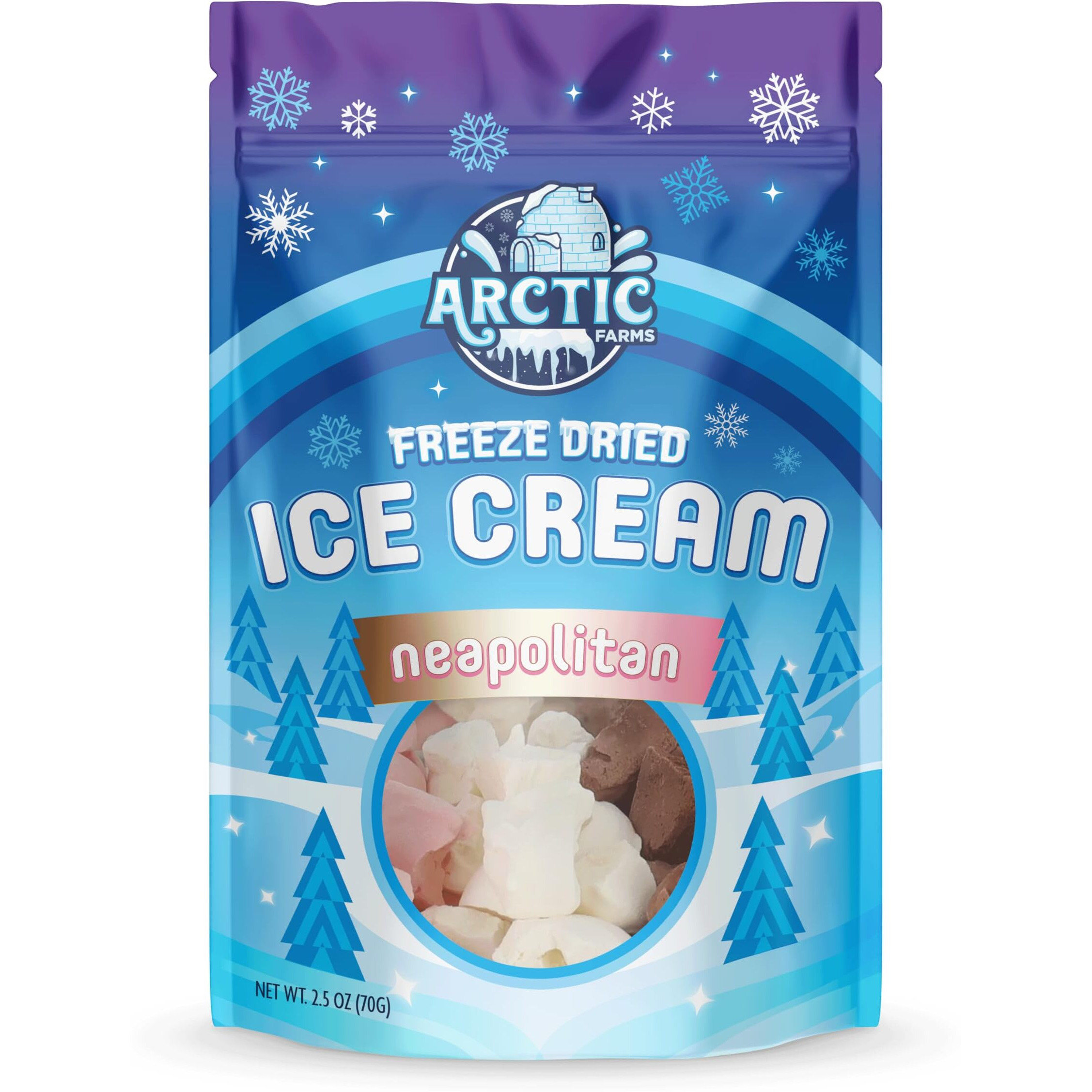 Arctic Farms Freeze Dried Ice Cream Bits Bagged And Boxed - Does Not Melt (Neapolitan Mix, 2.5Oz)