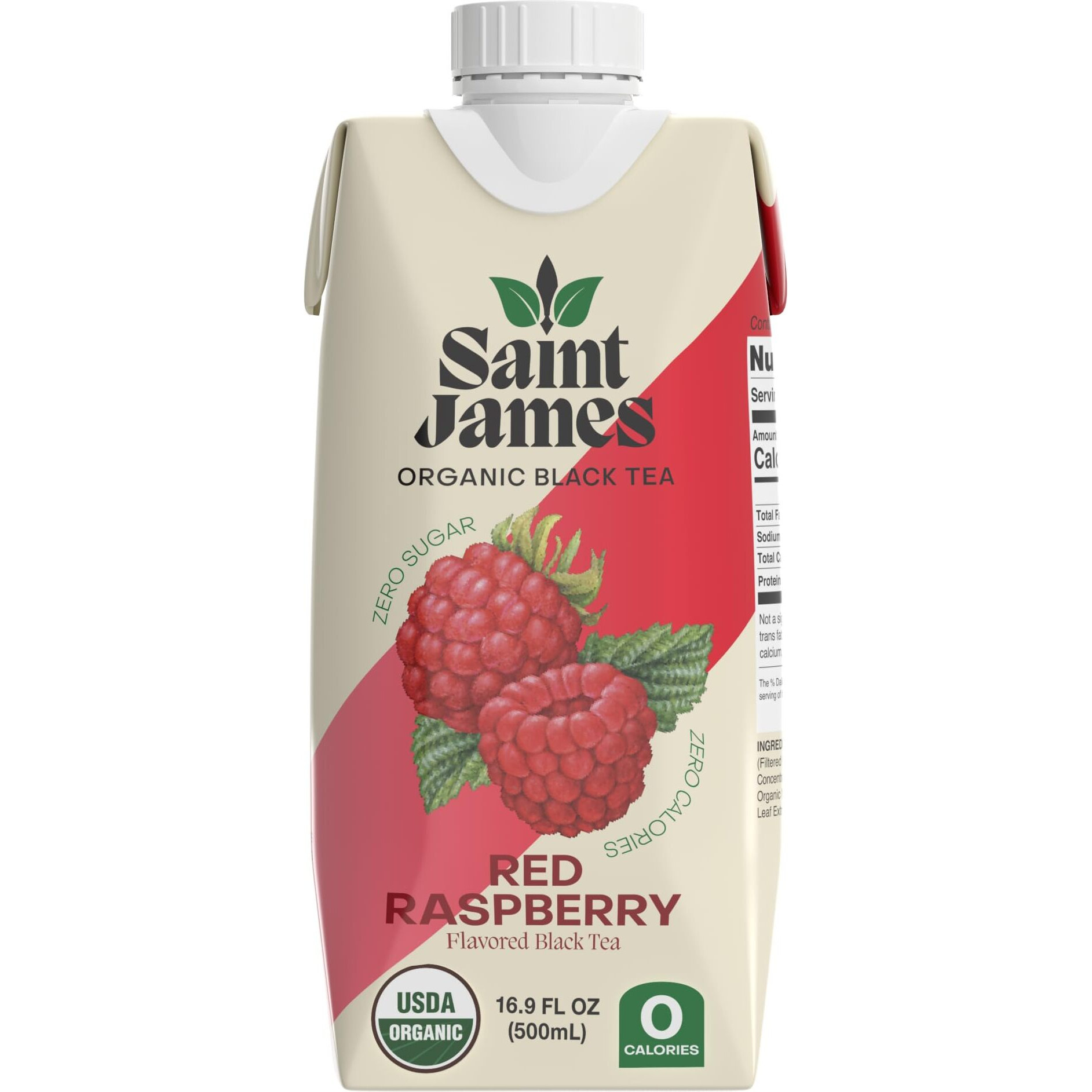 Saint James Iced Tea | Organic Black Tea | Organic, Non-Gmo Black Tea, 12 Pack (16.9Oz Each) (Red Raspberry)