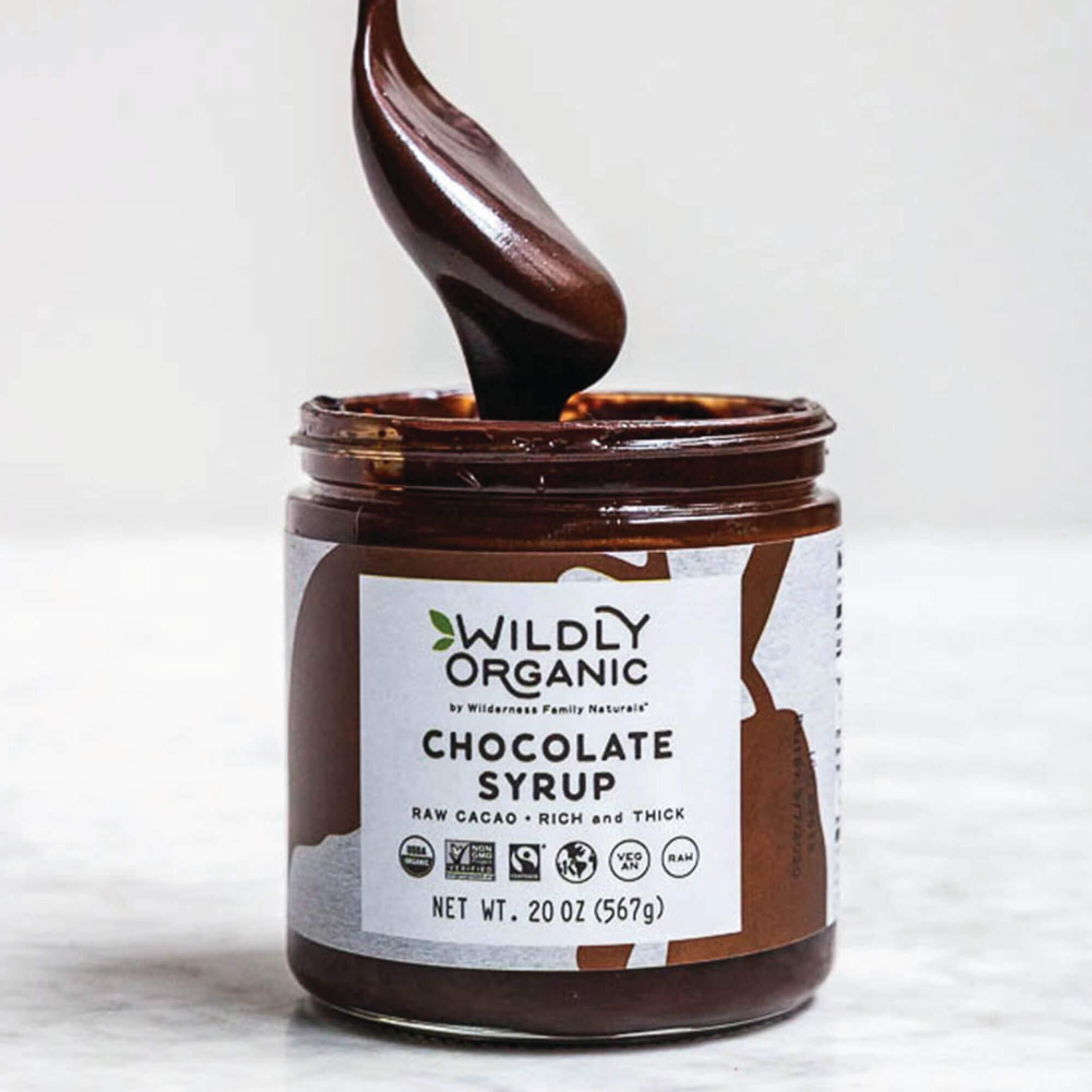 Wildly Organic Chocolate Syrup 20 Oz - Organic, Dairy-Free, Fair Trade, Non-Gmo, Kosher, Vegan, Premium Rich Chocolate Flavor | Perfect For Ice Cream, Baking, Coffee, Chocolate Milk, Mocha, & Hot Cocoa | 2 Ingredients Raw Cacao Powder & Raw Agave