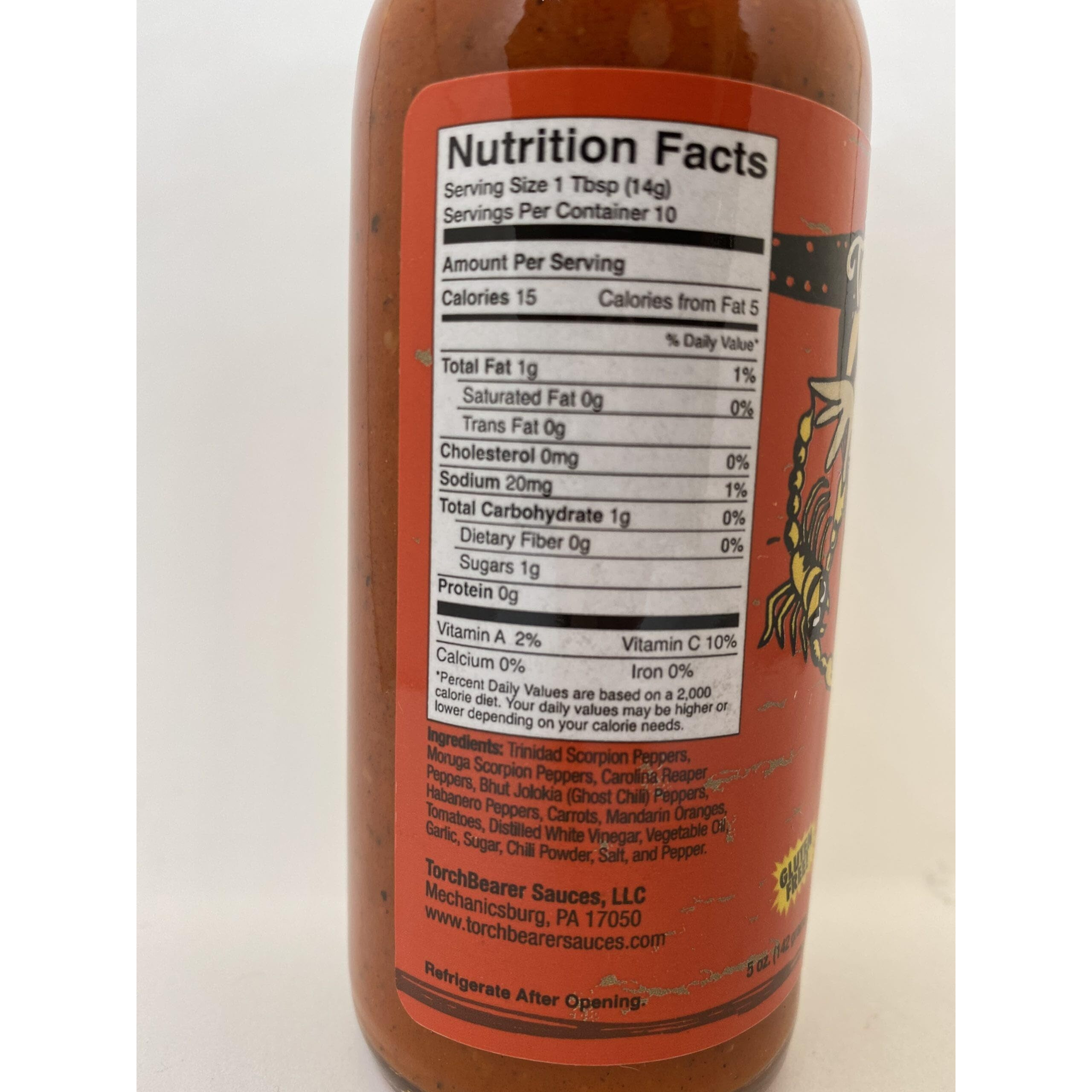 Torchbearer Sauces The Rapture Trinidad Scorpion Pepper Hot Sauce - All Natural, Gluten Free, Made In Usa - 5 Fl Oz (Pack Of 1)