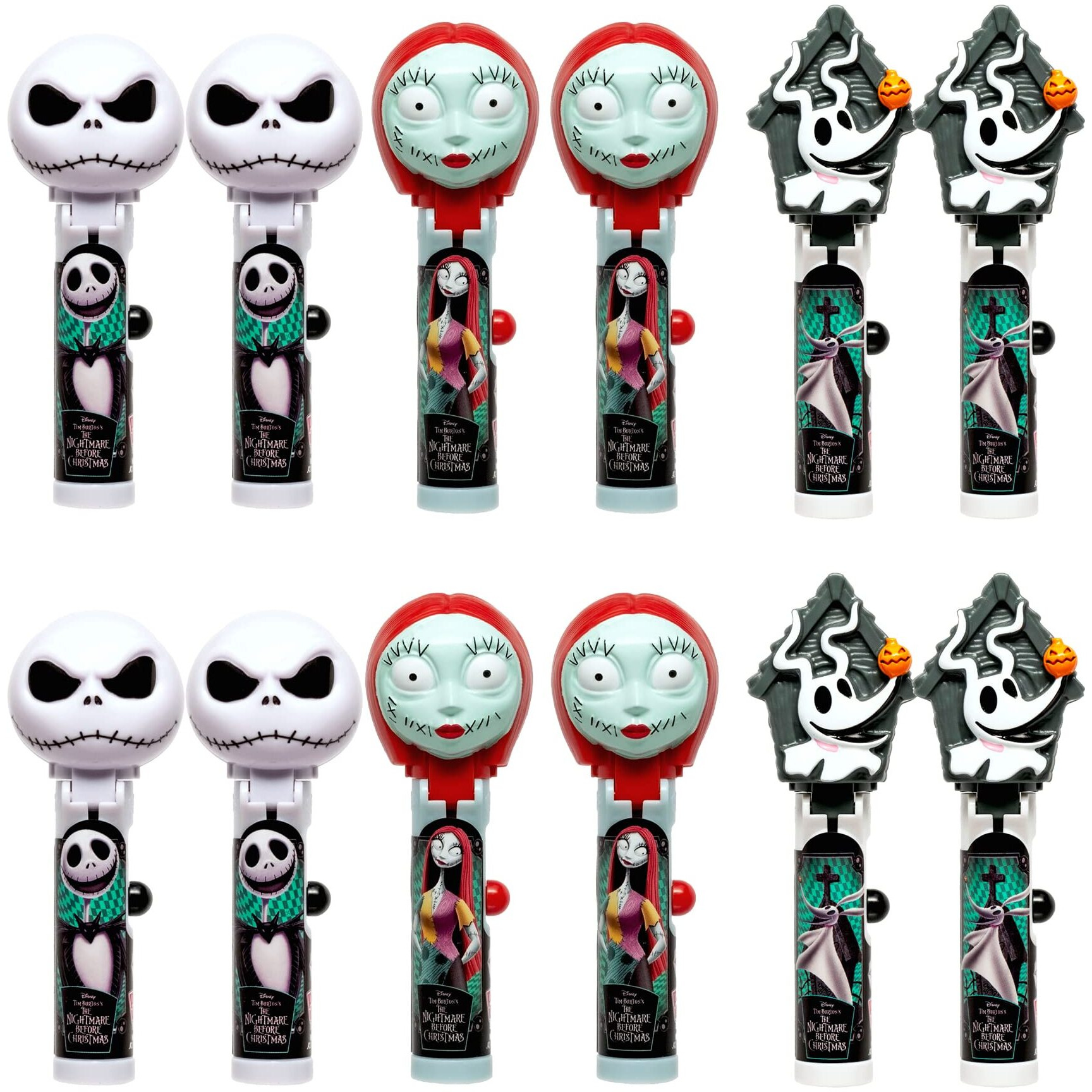 Nightmare Before Christmas Lollipop Holder 12 Count | Collectable Toy Lollipop Case | Party Favors For Halloween, Goodie Bags, Piata Candy, Game Prizes | Bulk Set Of 12 | Lollipops Included