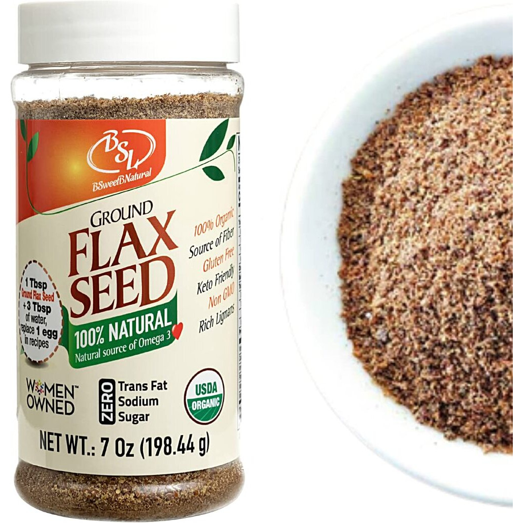 Organic Ground Flax Seed 7 Oz - Vegan & Keto-Friendly, Zero Trans Fat & Sugar | Rich In Fiber, Source Of Essential Omega-3 Fatty Acids, Flaxseed For Mixing, Baking & Blending