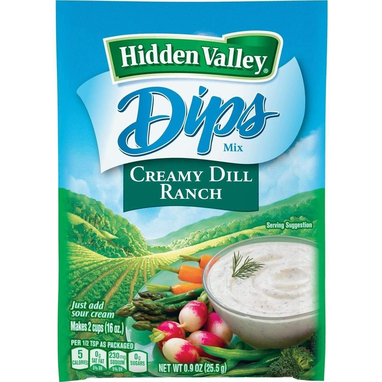 Hidden Valley Ranch Dip And Salad Dressing Mix .9 - 1.1Oz Packs (Pack Of 12) (Creamy Dill)