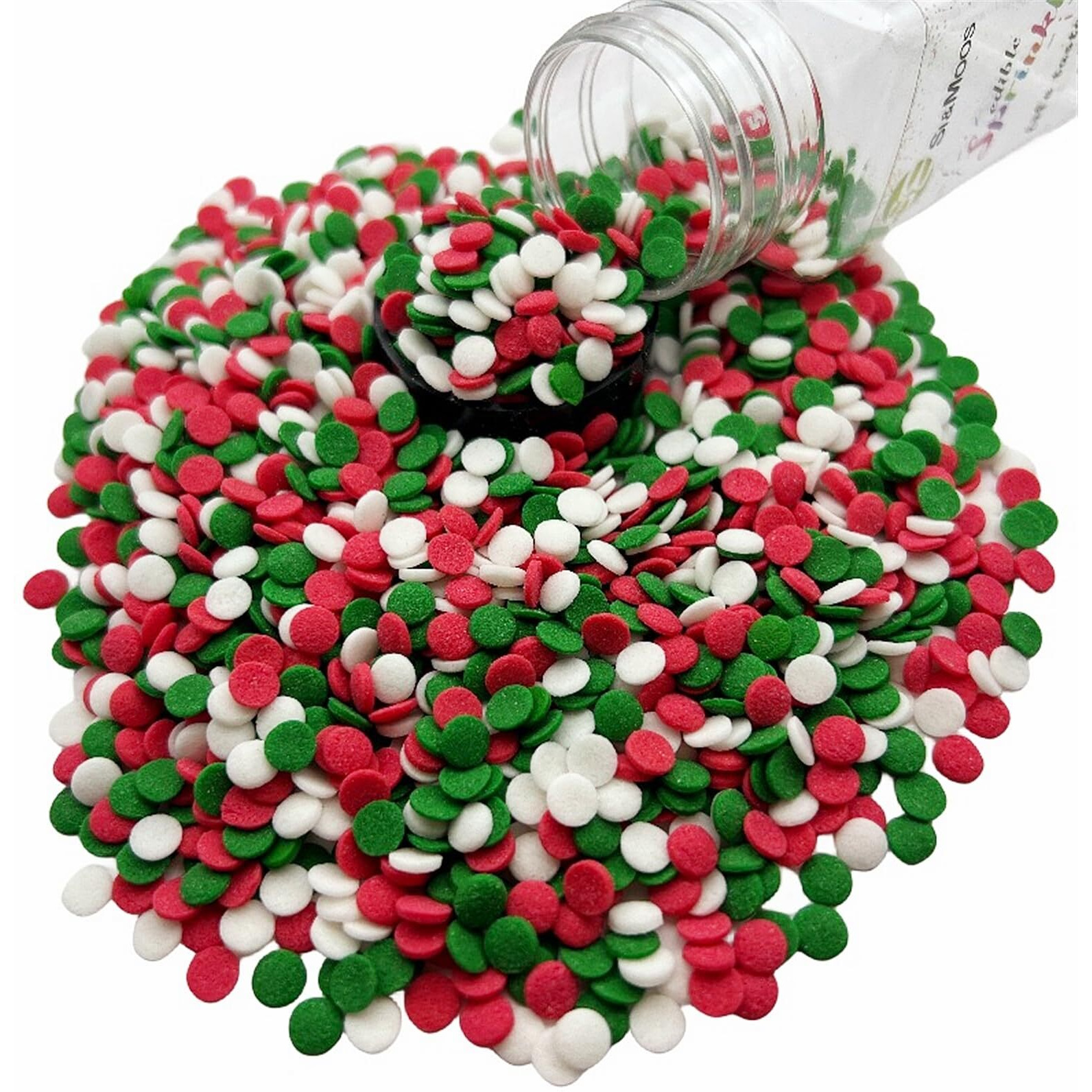 Se Si&Moos Christmas Confetti Sprinkles Red Green And White Sequins Sprinkles Red And Green Confetti Sprinkles Edible Christmas Cookie Sprinkles And Decorations For Topping Cupcakes, Cookies, Cakes, Cakes Pops 3 Oz