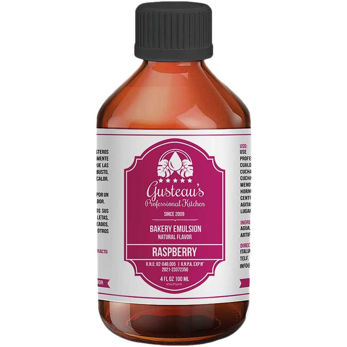 Gusteau's - Raspberry Flavor Bakery Emulsion, 4 Fl Oz (100Ml) Alcohol Free, Sugar Free, Kosher (Raspberry)