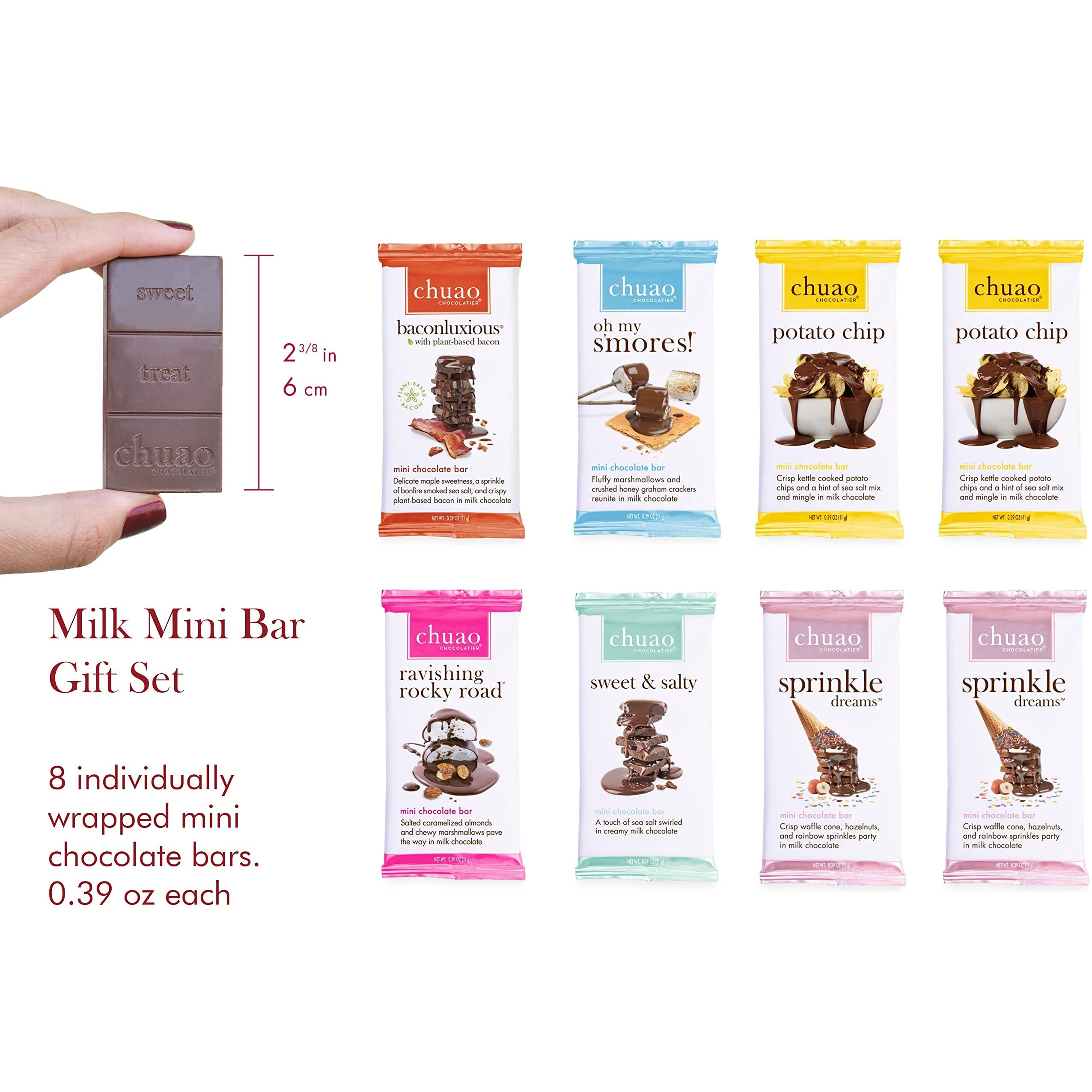 Chuao Chocolatier Chocolate Mini Gift Box | Gourmet Chocolate Assorted Bars European No Preservatives | For Gift Baskets, Christmas, Valentines Day, Gifts For Women, Men, Birthday, Thank You, Care Package (Milk Chocolate, 8 Bars)