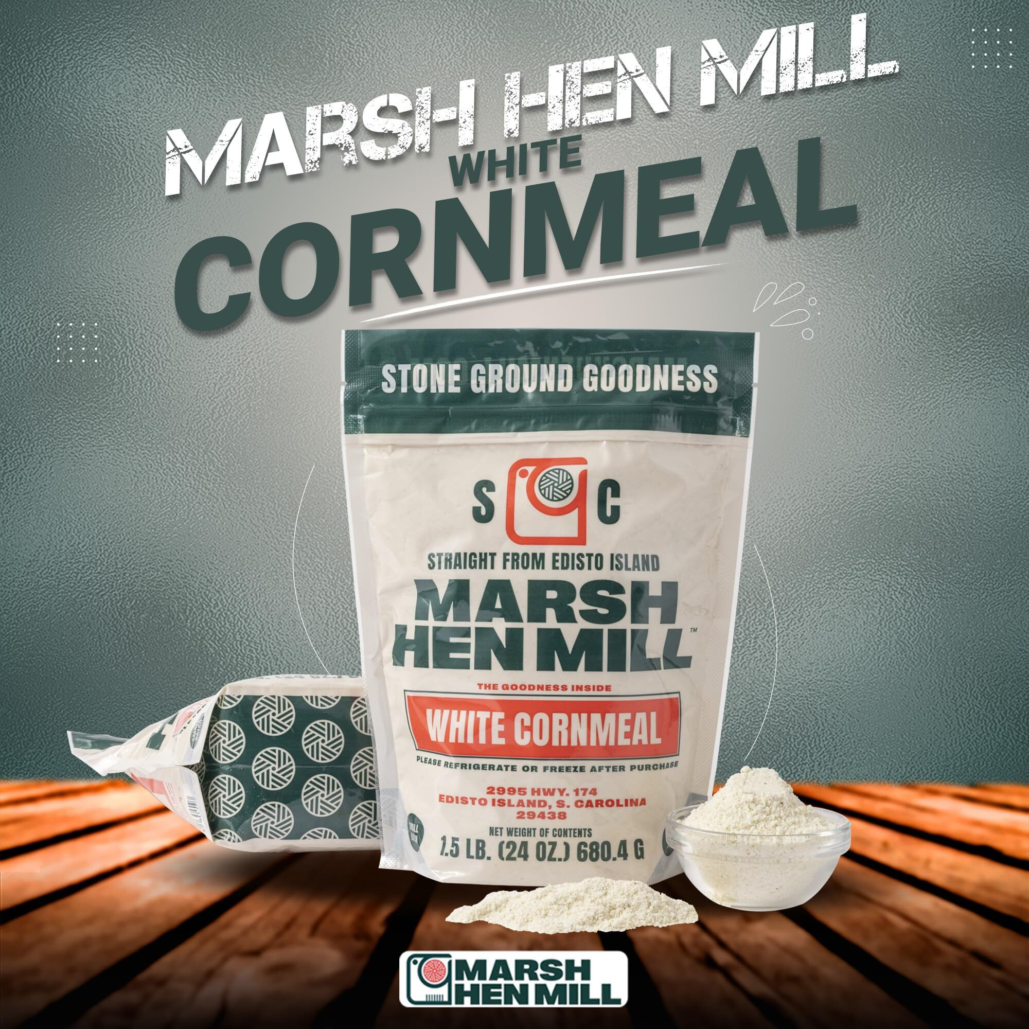 Marsh Hen Mill Stone Ground White Cornmeal Premium Heirloom Corn Flour All Purpose For Baking & Cooking Versatile & Consistent Results | Grown On Family Farm | Corn Meal For Corn Bread | 24 Oz