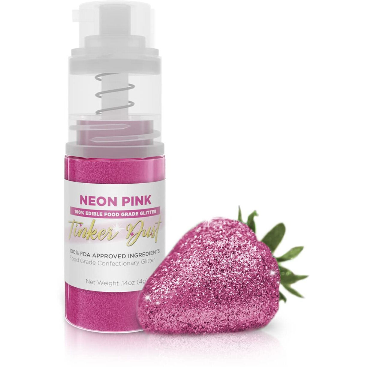 Brew Glitter - Neon Pink (4G 1X Mini Pump) Edible Glitter For Desserts, Beverages, Cupcakes, Cake Pops And Cookies By Bakell