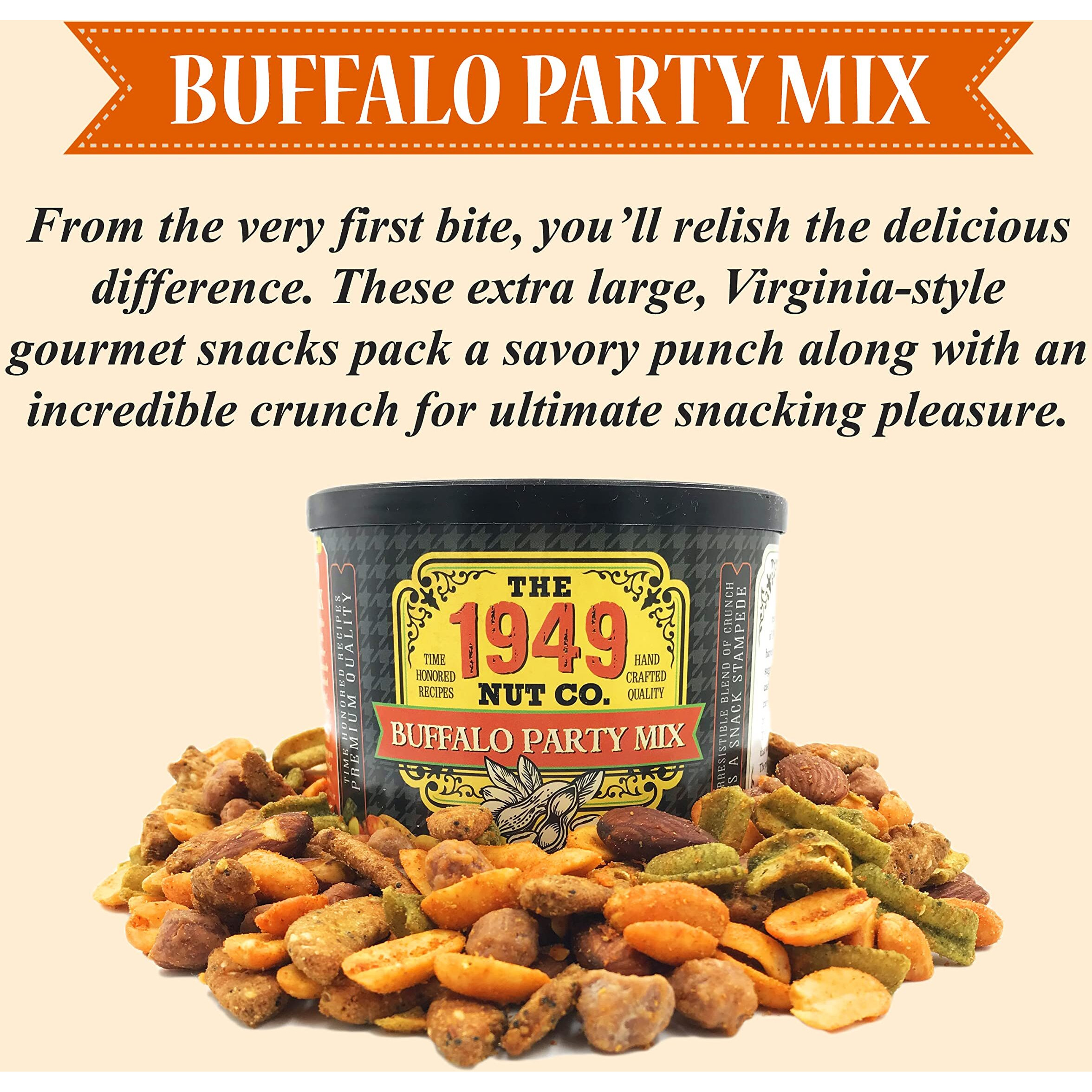 The 1949 Nut Co. Buffalo Party Mix | Assorted Flavored Fried Peanuts, Everything Sticks, Guacamole Bites, And Smoked Almonds Extra-Large, Hand-Cooked In Usa With An Old Family Recipe, 9 Oz. Small Can