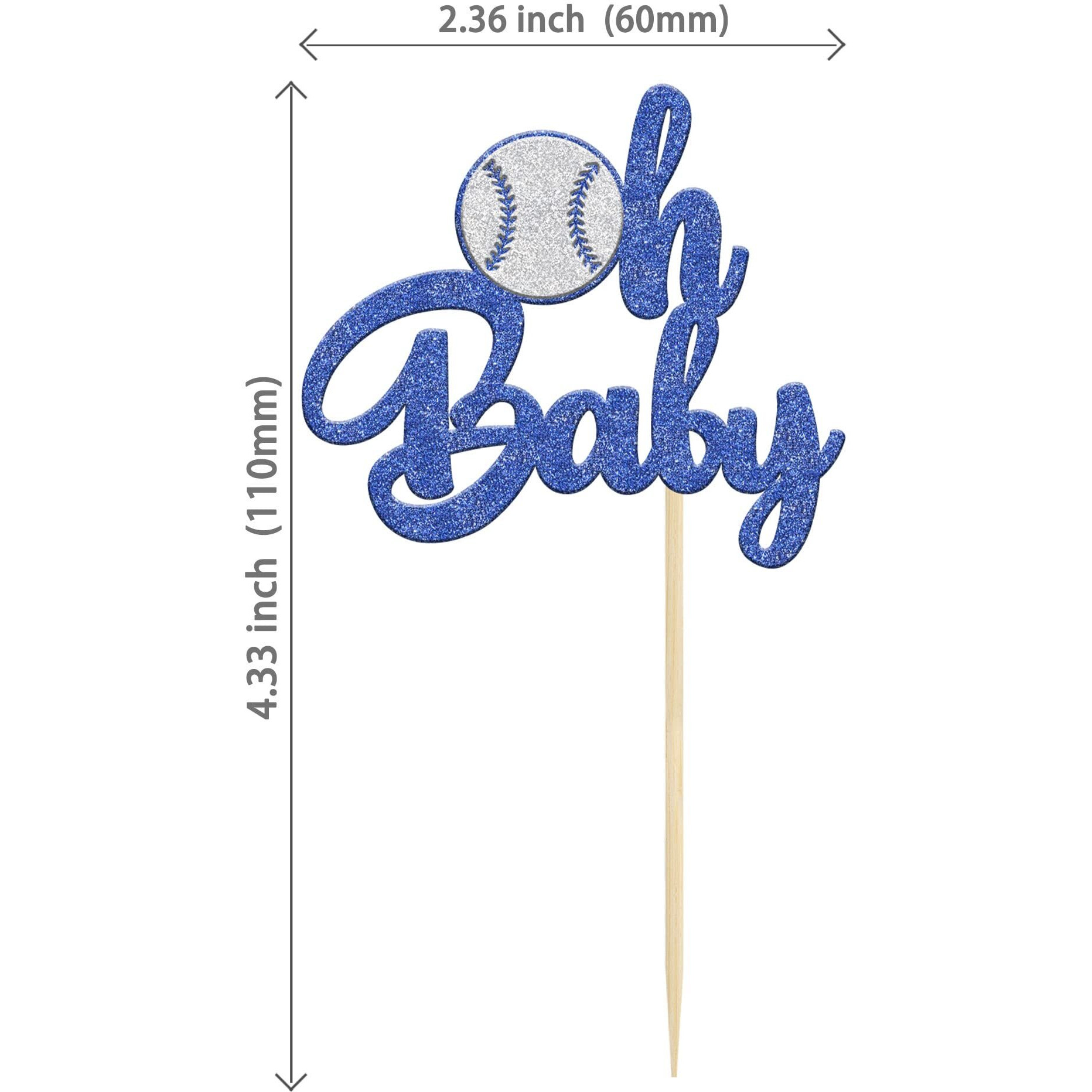 24Pcs Baseball Oh Baby Cupcake Toppers Glitter Sport Baseball Theme Babyshower Oh Baby Cupcake Picks For Baseball Theme Babyshower Birthday Party Cake Decorations Supplies