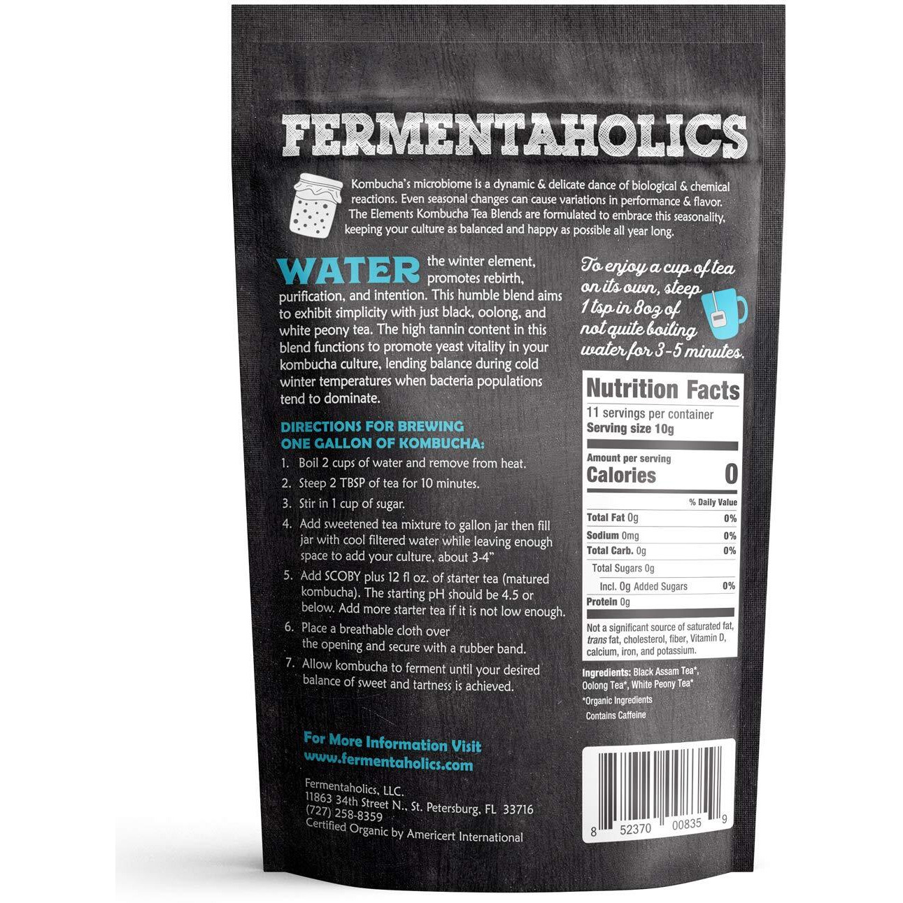 Fermentaholics - Element Kombucha Tea Blends | Usda Certified Organic Kombucha Tea Blend | Kosher Certified (Water Blend)