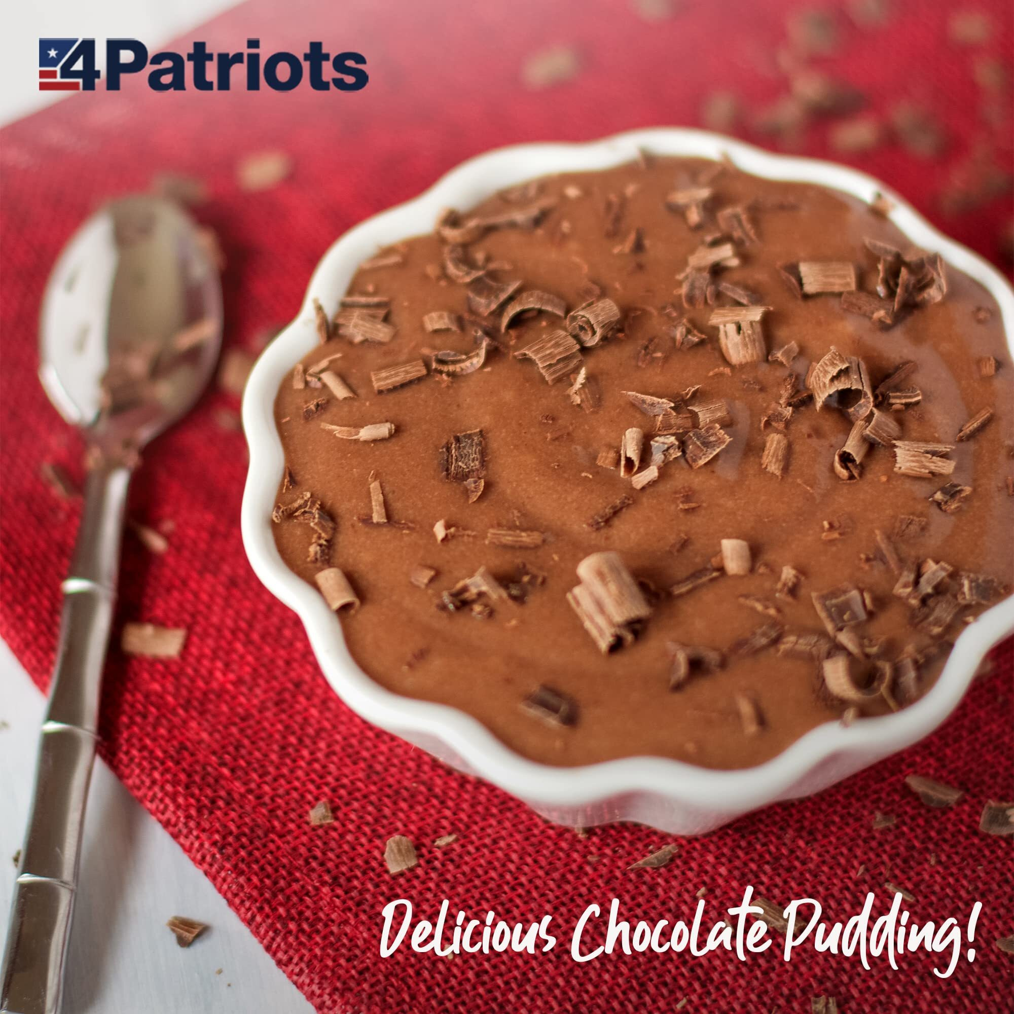 4Patriots Old Fashioned Chocolate Pudding Sample Pouch, Emergency Instant Dessert, Just Add Milk, Long-Lasting Shelf Life, Designed To Last 25 Years, Delicious Survival Snack, 8-Serving Survival Food Sampler