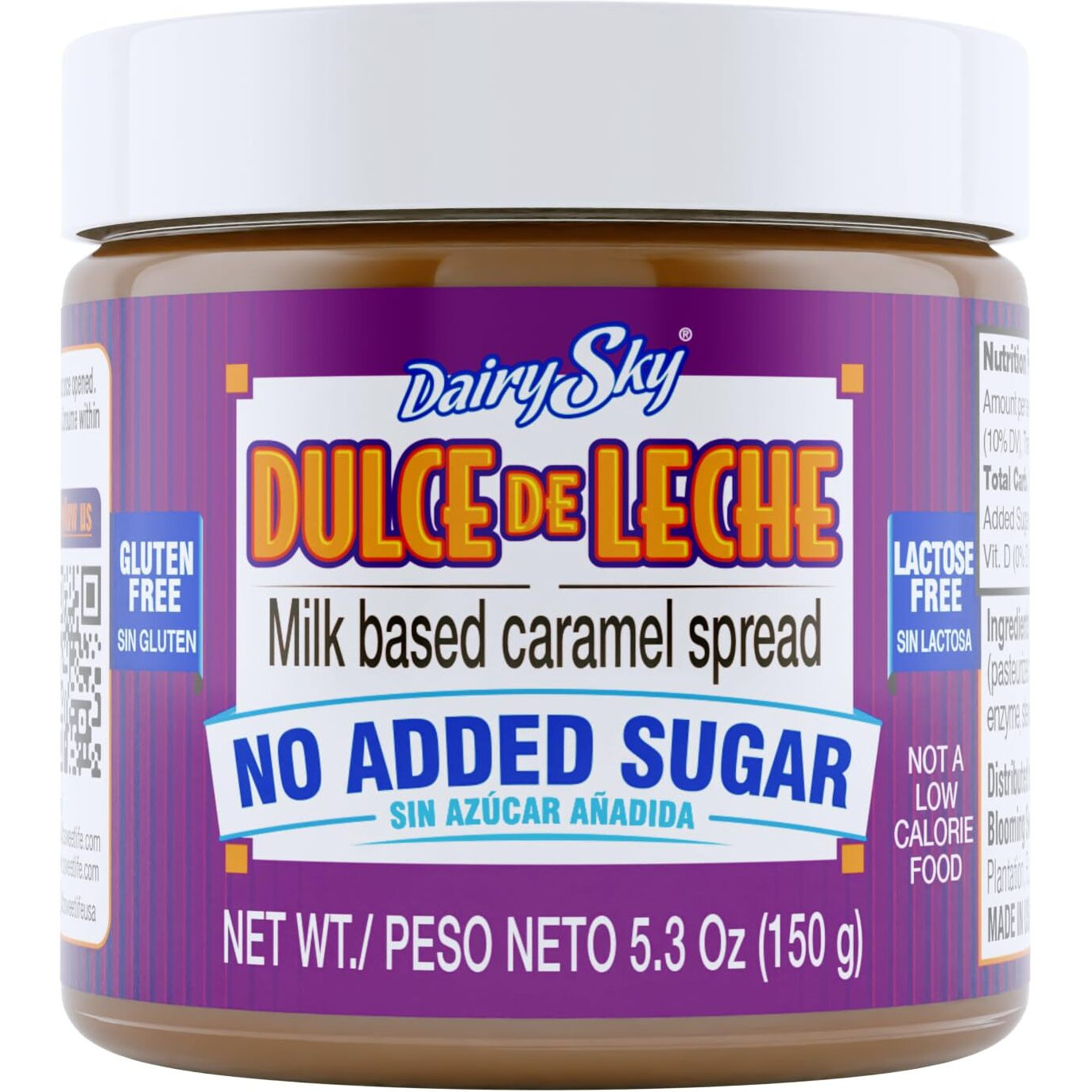 Dairysky Dulce De Leche No Added Sugar - 5.3 Oz Made With Real Milk,Erythritol & Stevia, Gluten-Free - Milk Based Caramel - Perfect For Desserts