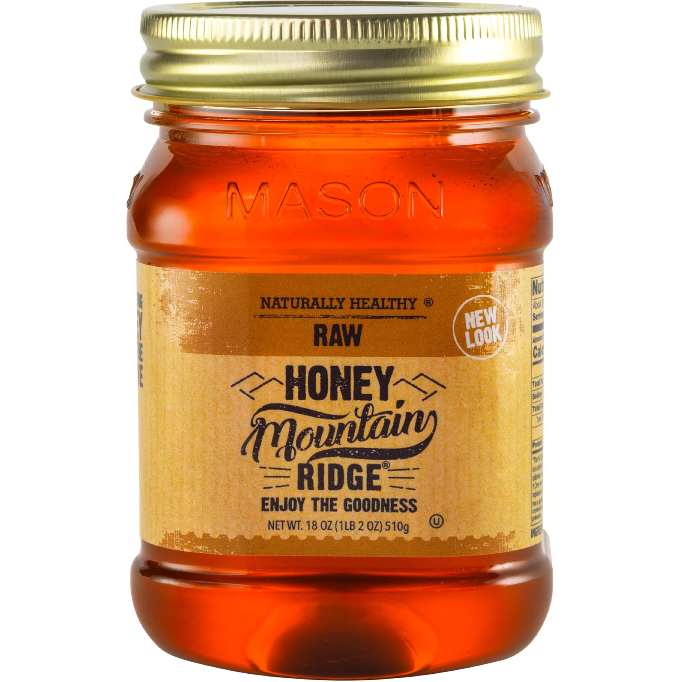Mountain Ridge Honey, Naturally Healthy 100% Pure Raw Honey, 18 Ounces